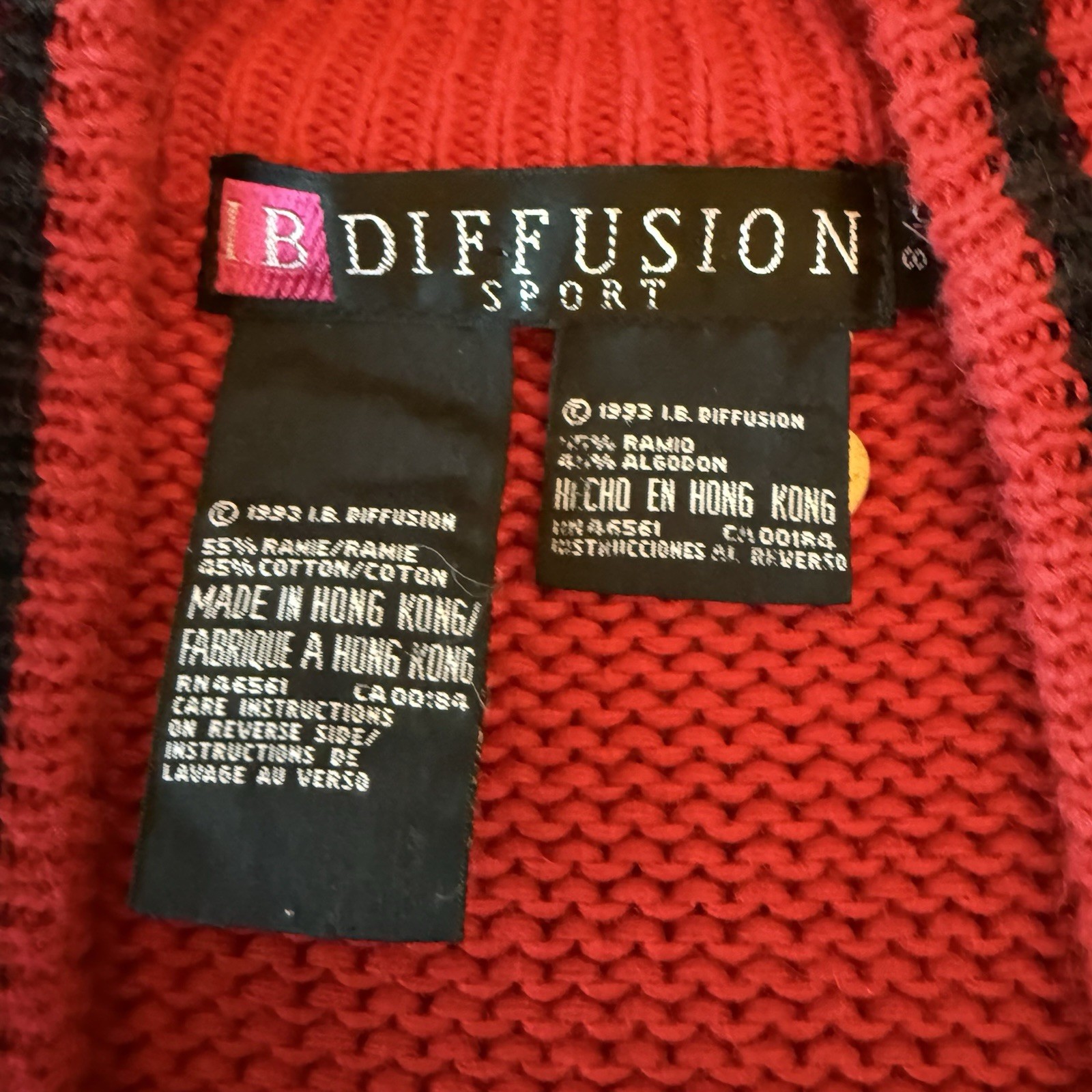 I.B. Diffusion Women’s Small Cardigan Sweater Lot of 2 Vintage 1993 Red Blue