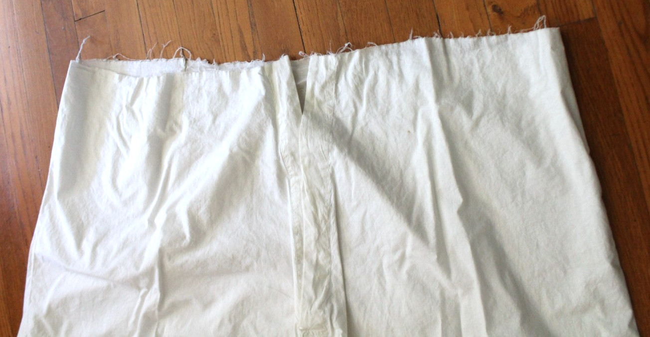 Antique Wide Cotton Half Slip with Lace & Trim Needs Elastic or Band