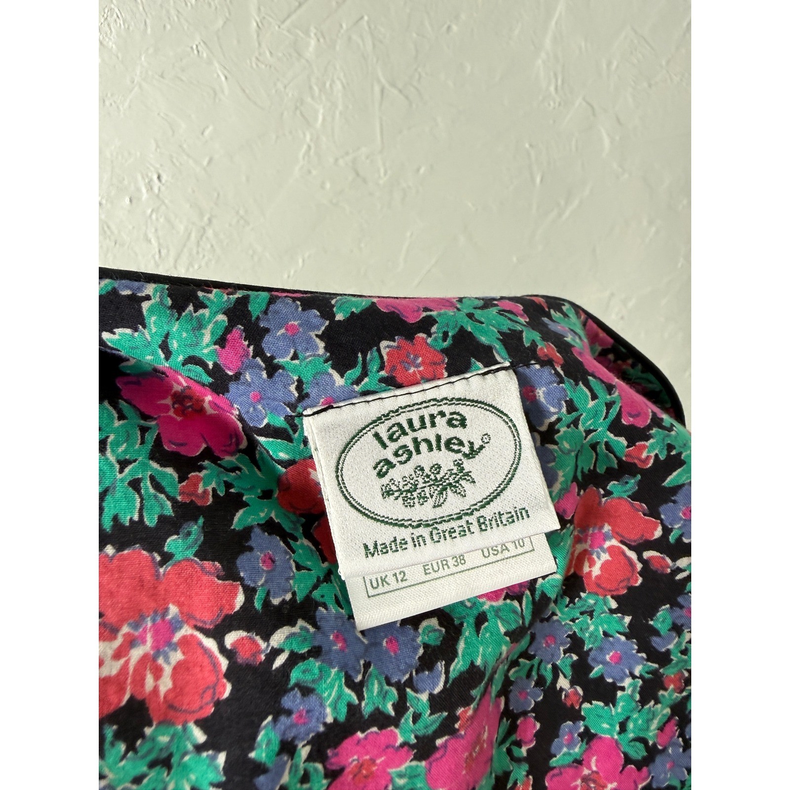 Vintage Laura Ashley Women’s Dress UK 12 US 10 Cotton Floral Button Zip J18