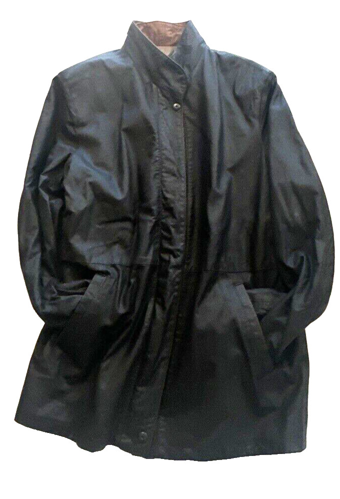 Remy Soft Leather Coat Jacket Drop Waist Black Women’s Size Medium Vintage
