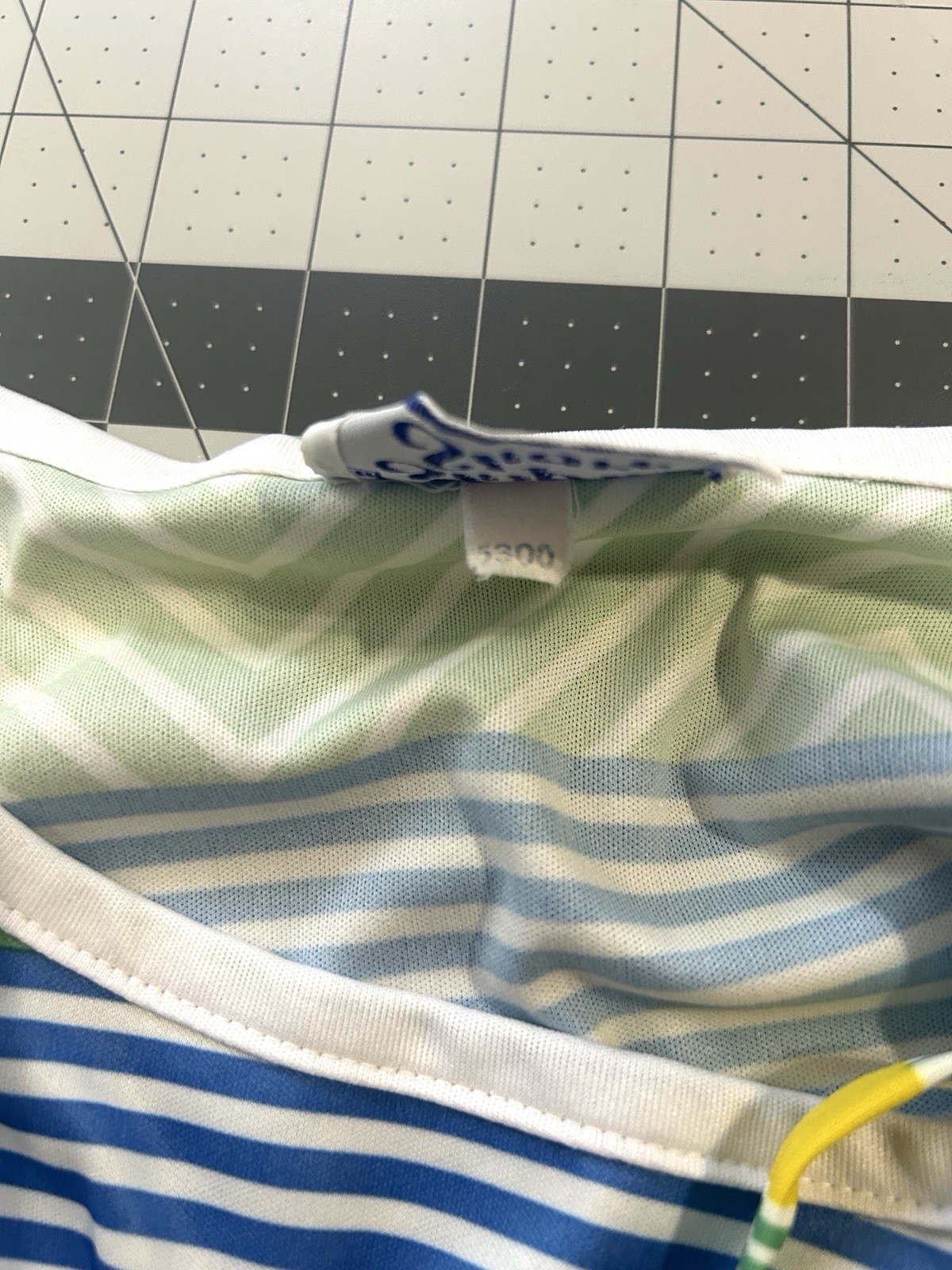 80s VINTAGE S/M – Ship’n Shore Striped Blouse Short Sleeve Apron Tie