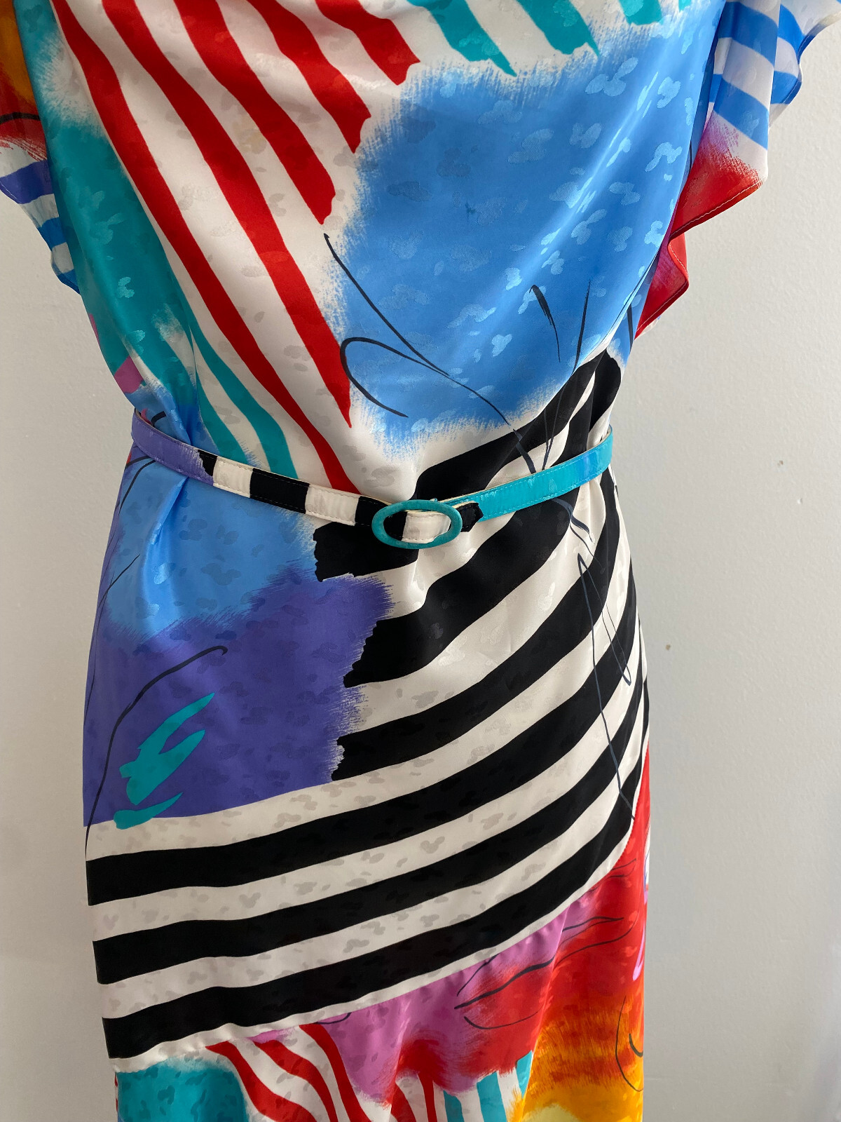 Vintage Ala Carte California Belted Multicolor Light Weight Dress sz 11-12