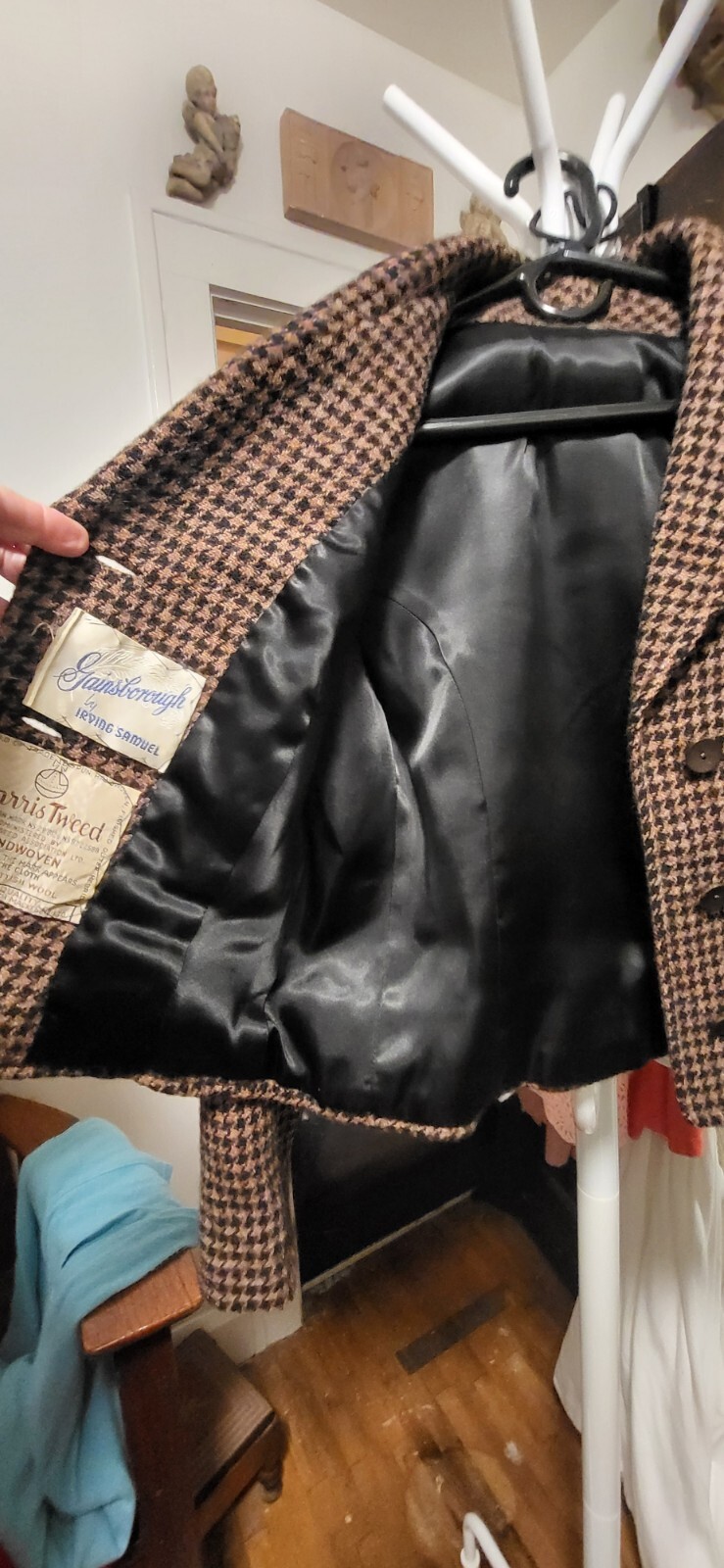 Vintage Gainsborough Irving Samuel Harris Tweed Black & Tan Houndstooth Suit