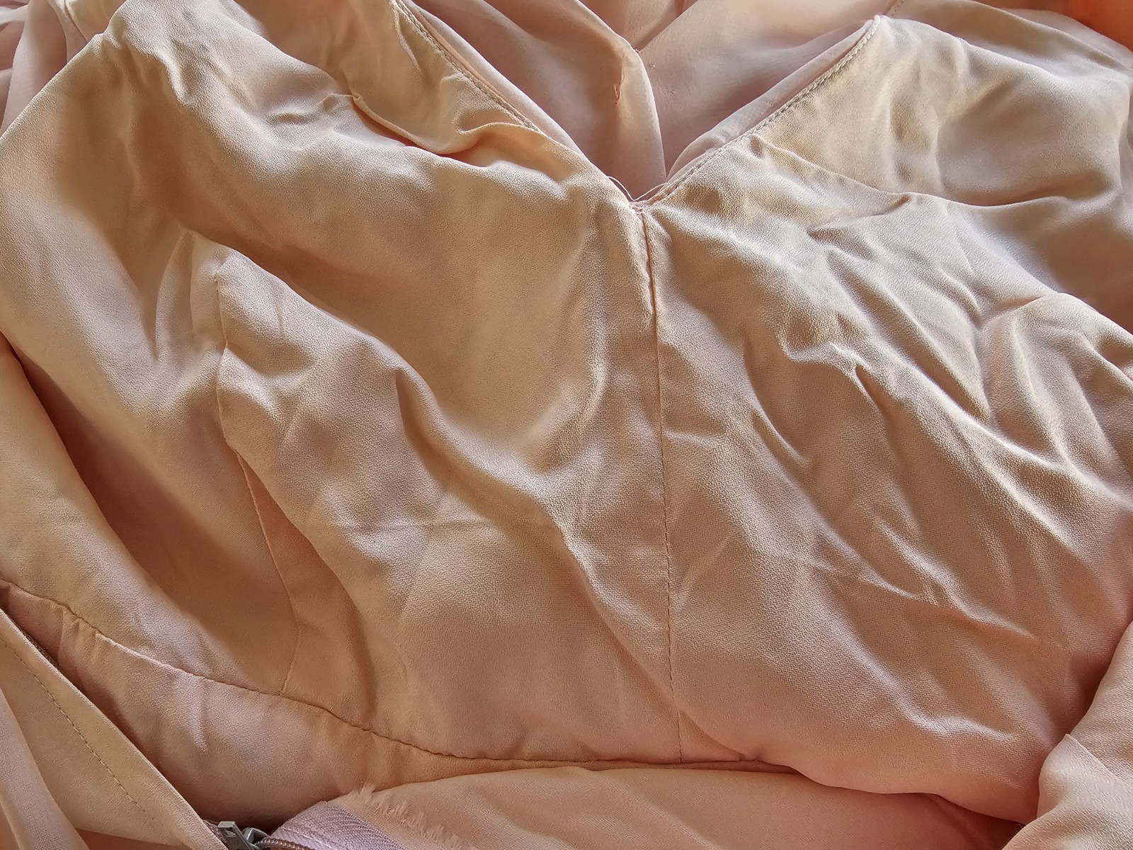 VTG 70s SHEER CHIFFON 2 PIECE PLEATED MAXI DRESS Peach Pink SZ 18 CAPE Grecian
