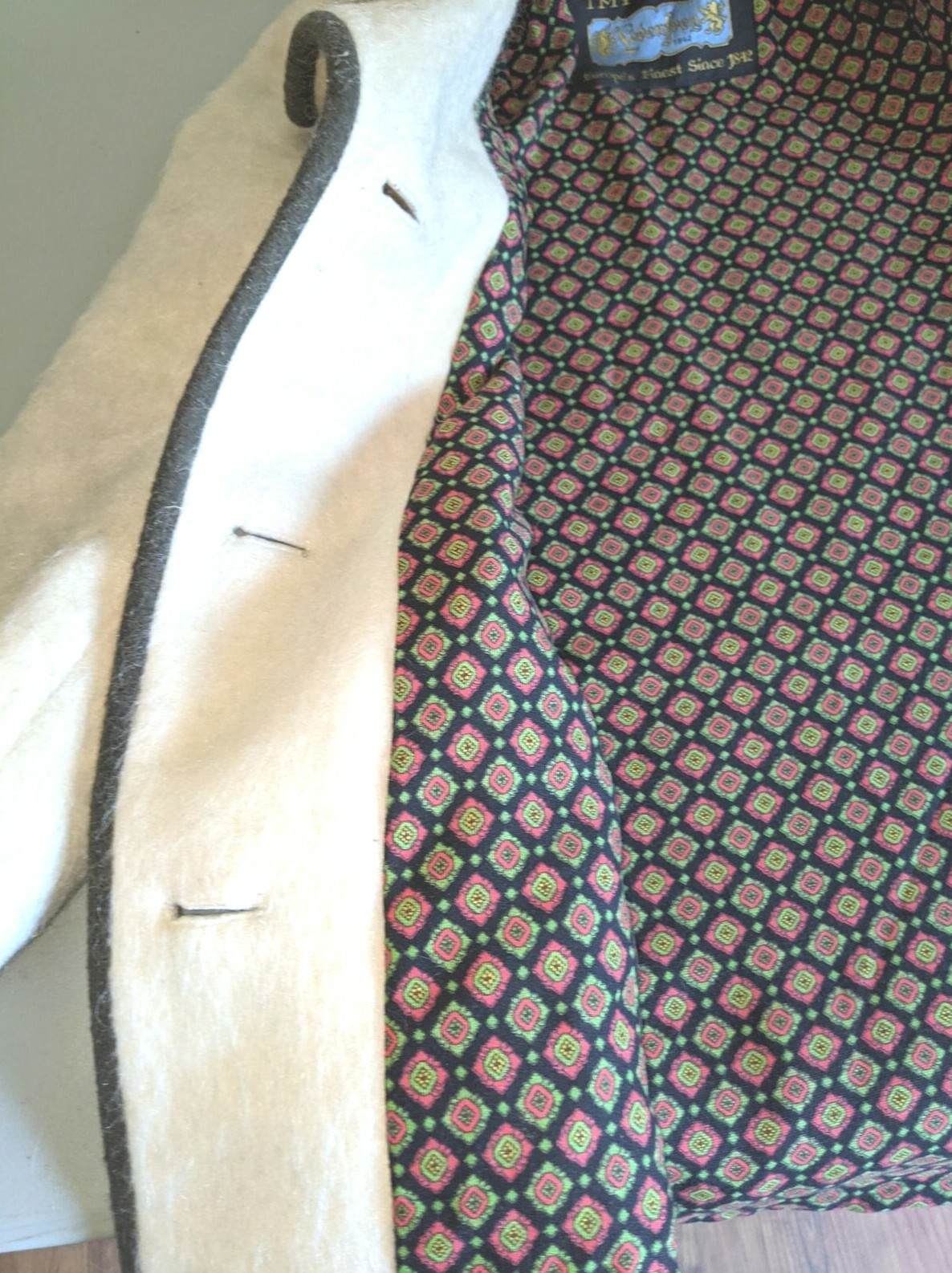 Vintage Pristine Lodenfrey 1842 Ivory Wool Peacoat w/ Austrian Military Buttons!
