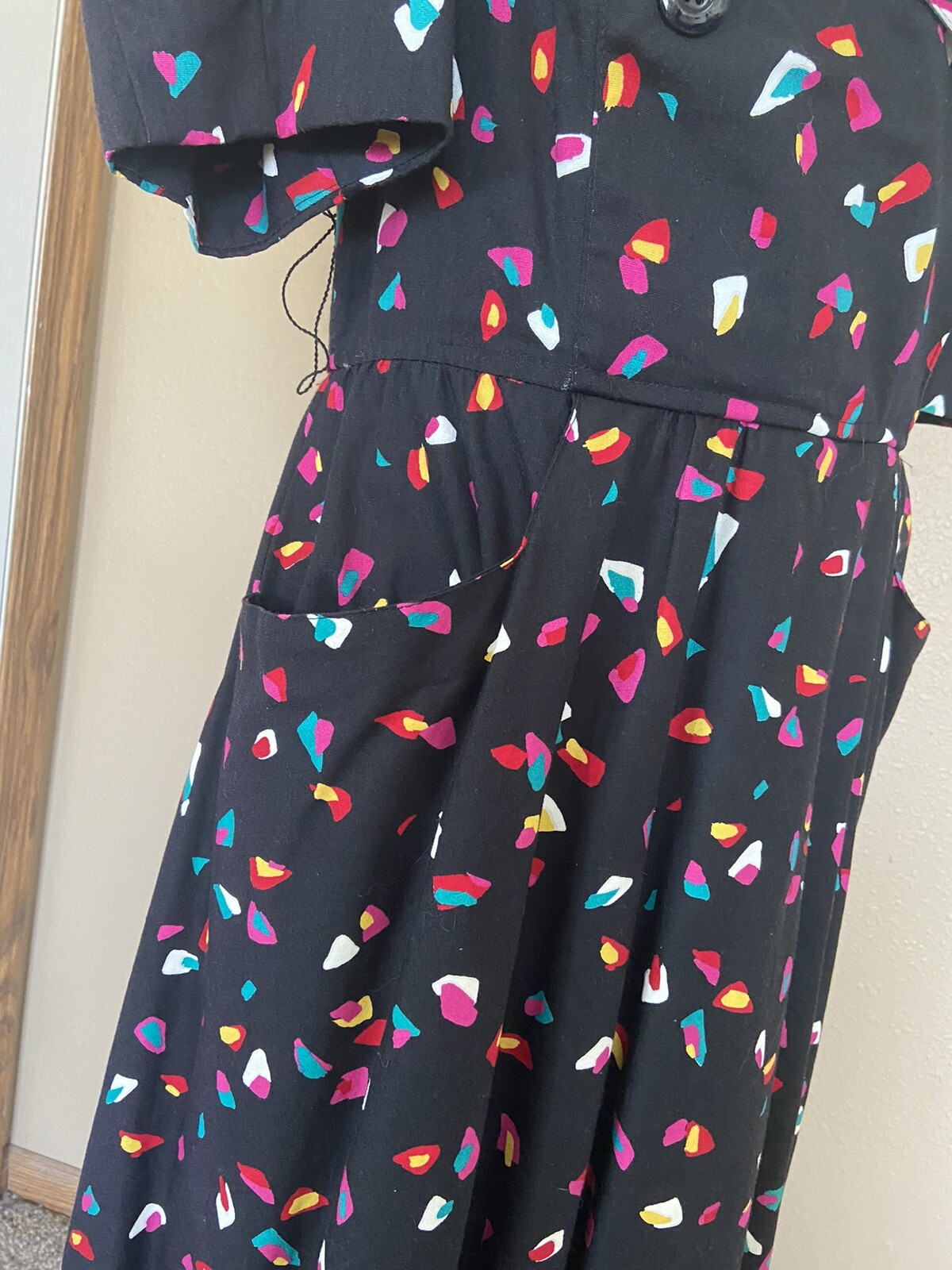 Vintage 80’s Choon California Dress Full Skirt Pockets Size 6 8 ? Colorful Twirl