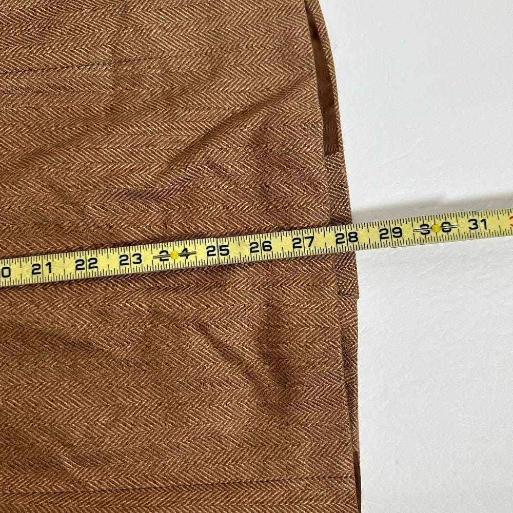 Escada Cashmere Silk Brown Herringbone Blazer Gold Button Suede Vintage Sz 34 S