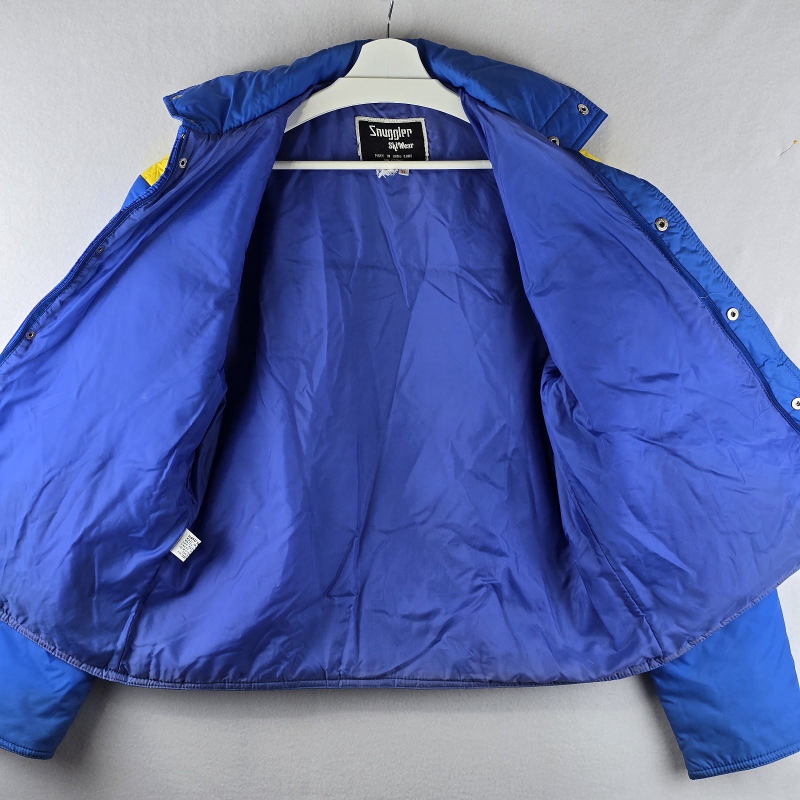 Vintage 80s Snuggler Ski Wear Jacket XL Blue Yellow Red Stripe Retro Colorful
