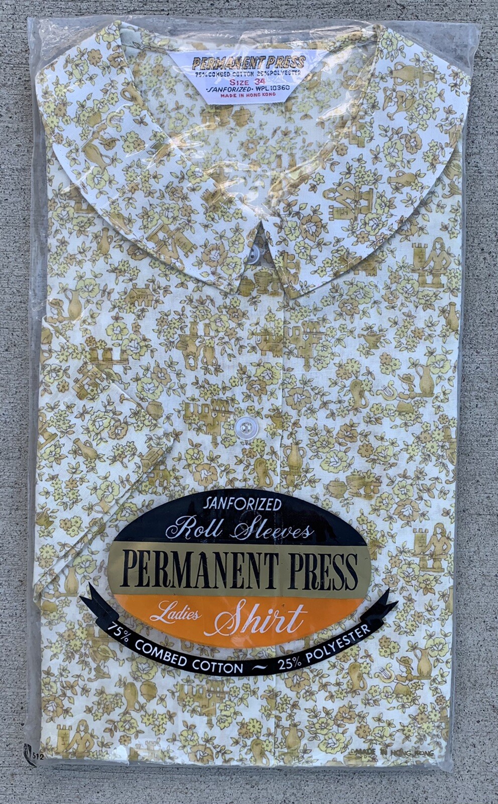 vintage Sanforized Roll Sleeves Permanent Press Ladies Shirt WPL 10360 size 34