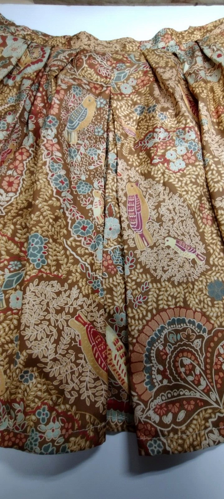 70s Boho Short Skirt Birds Paisley Brown Bronze Schrader Sport NY Medium