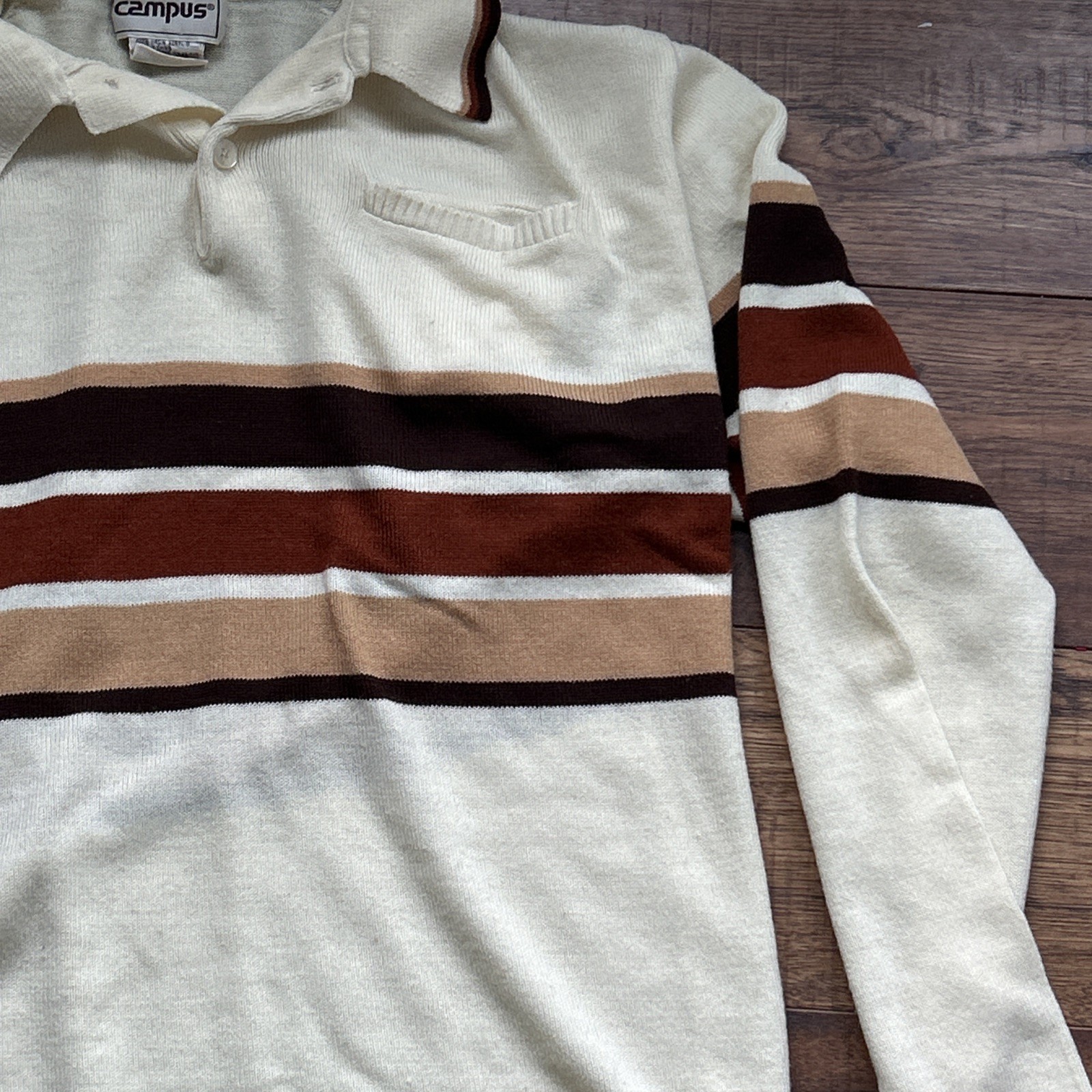 Vintage Campus 100% V Neck W/ Buttons Sweater Size Large