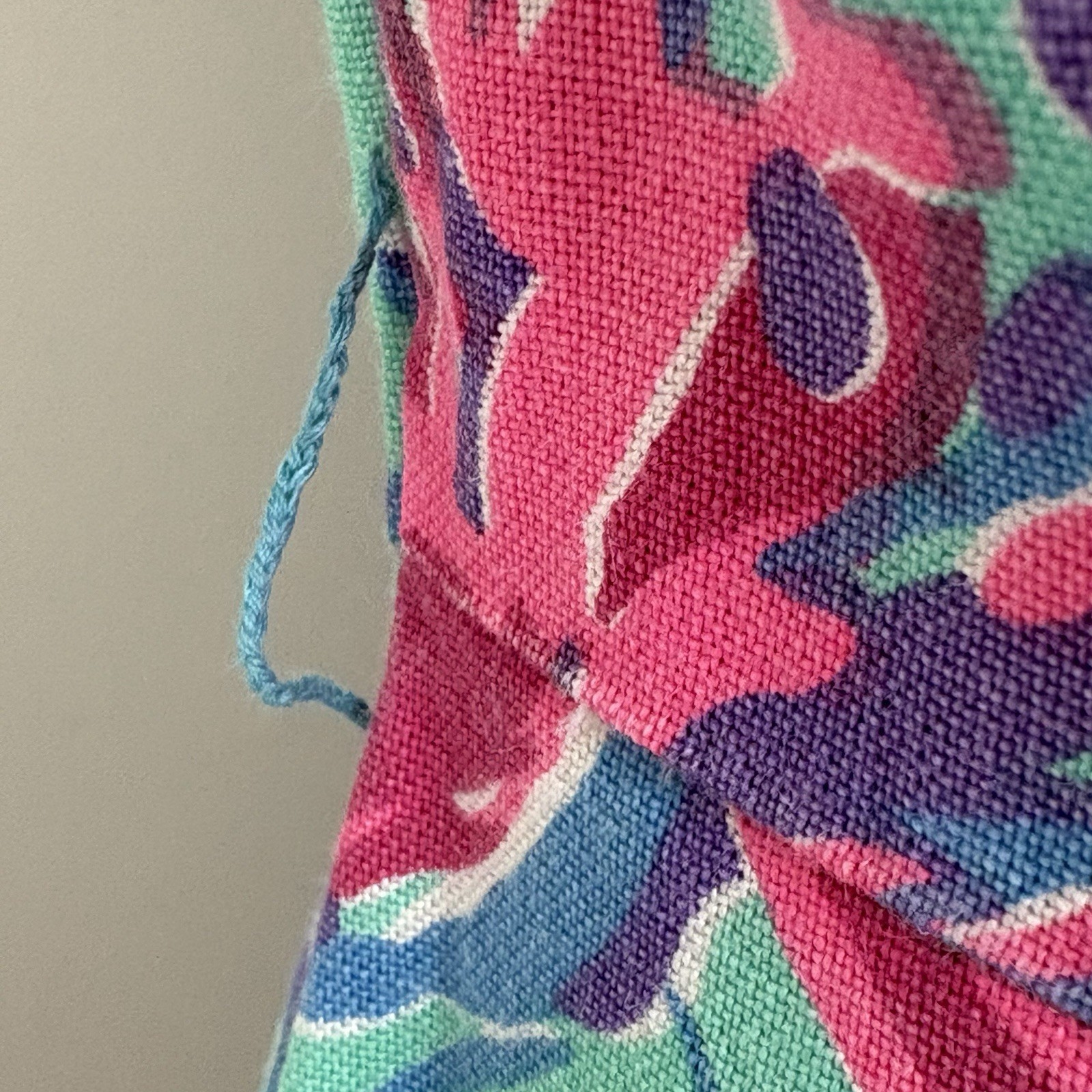 Mod Vintage 1960’s Retro Aqua w/ Hot Pink Floral Print Ruffled Hem Sun Dress M