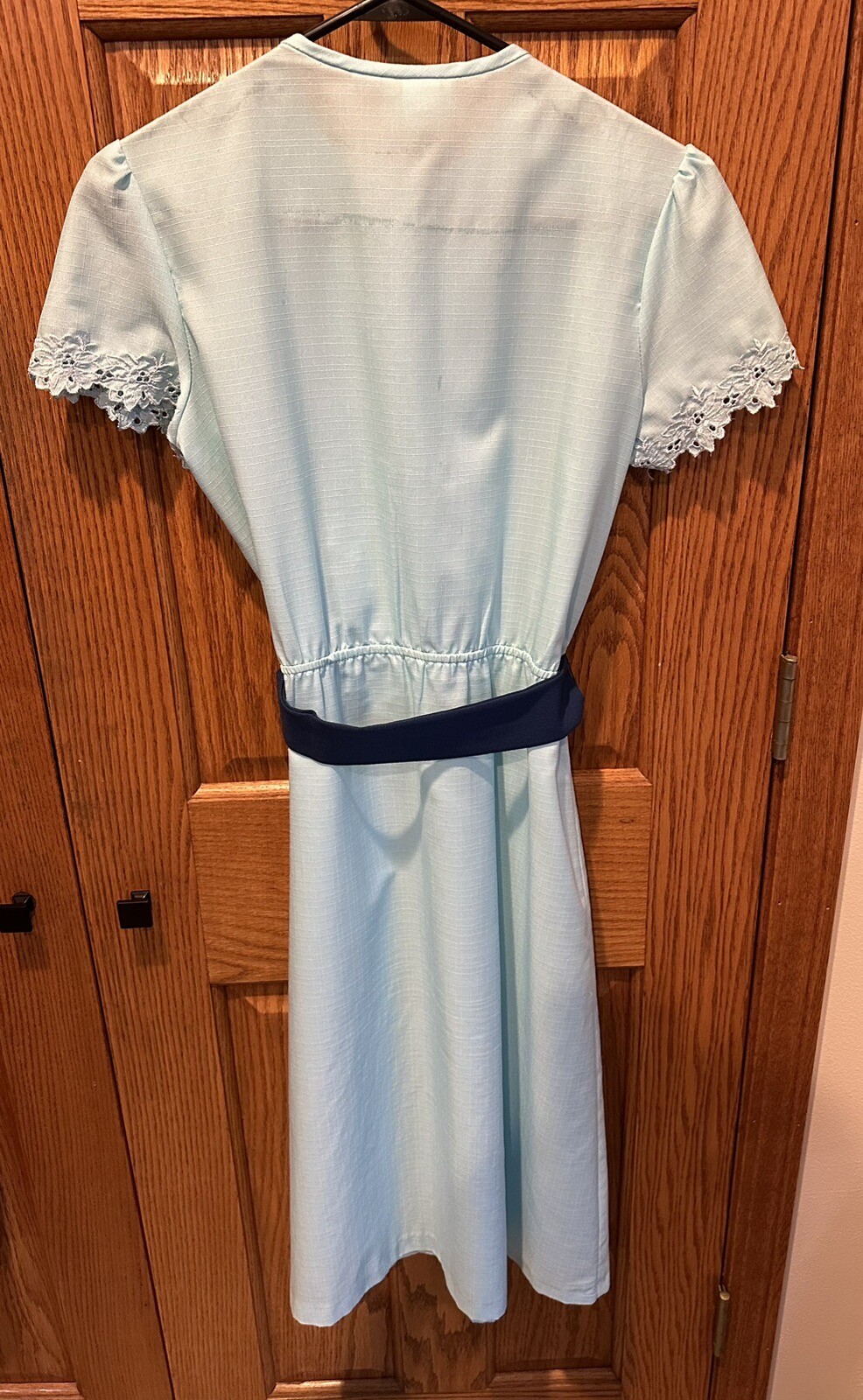 Vintage Shirt Dress Size 10 The Jones Girl Blue Flower Lace Embroidered Small