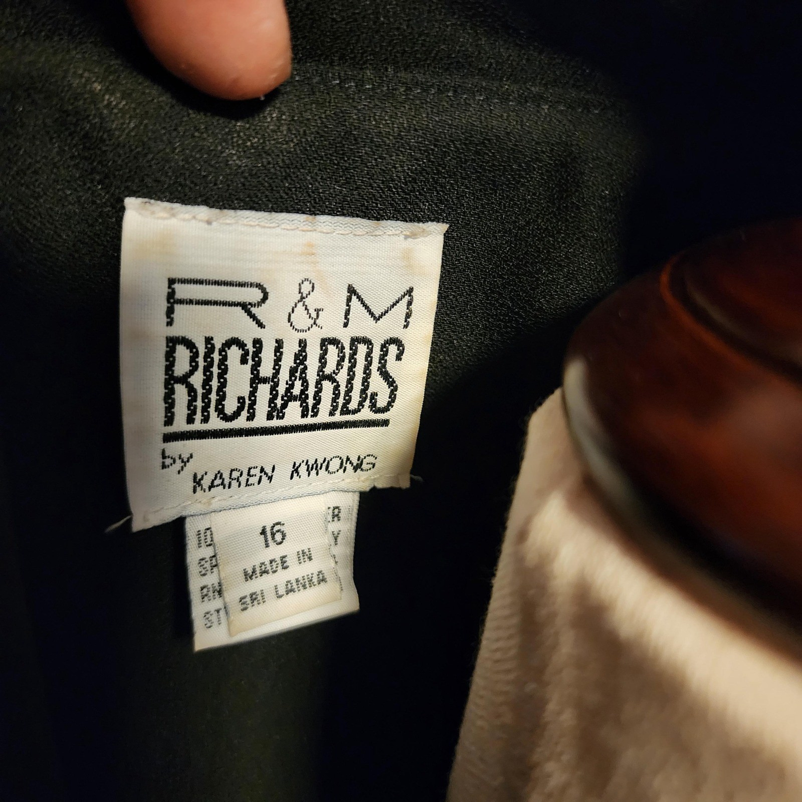 R&M Richards Karen Kwong Vintage Black Sparkling Dress Jacket Frog Closure 16
