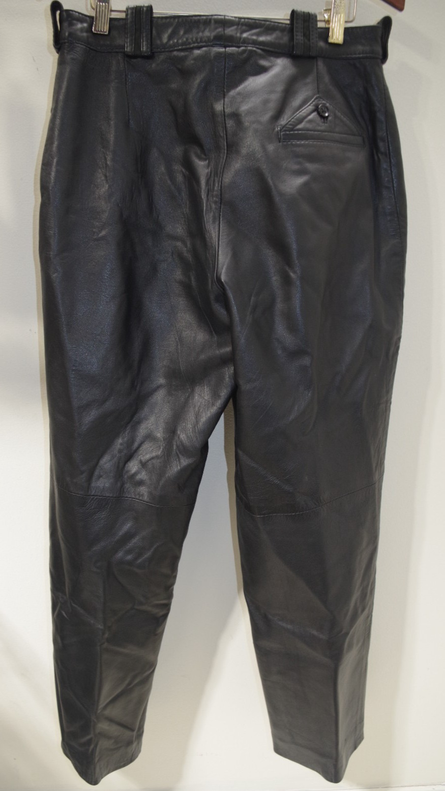 H2 Vintage Black Genuine Fine Leather Pants 30X 28 Pleated – Satin Lining