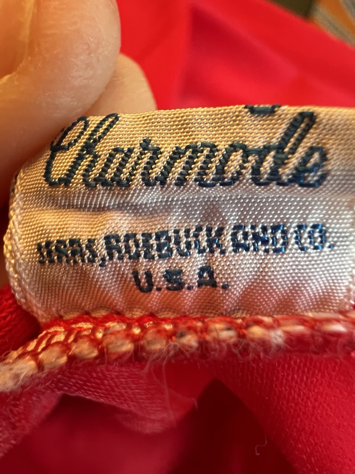 Vtg 50s Charmode Sears Ruffled Long Lace Slip Lingerie Pinup 34 T Valentine Red