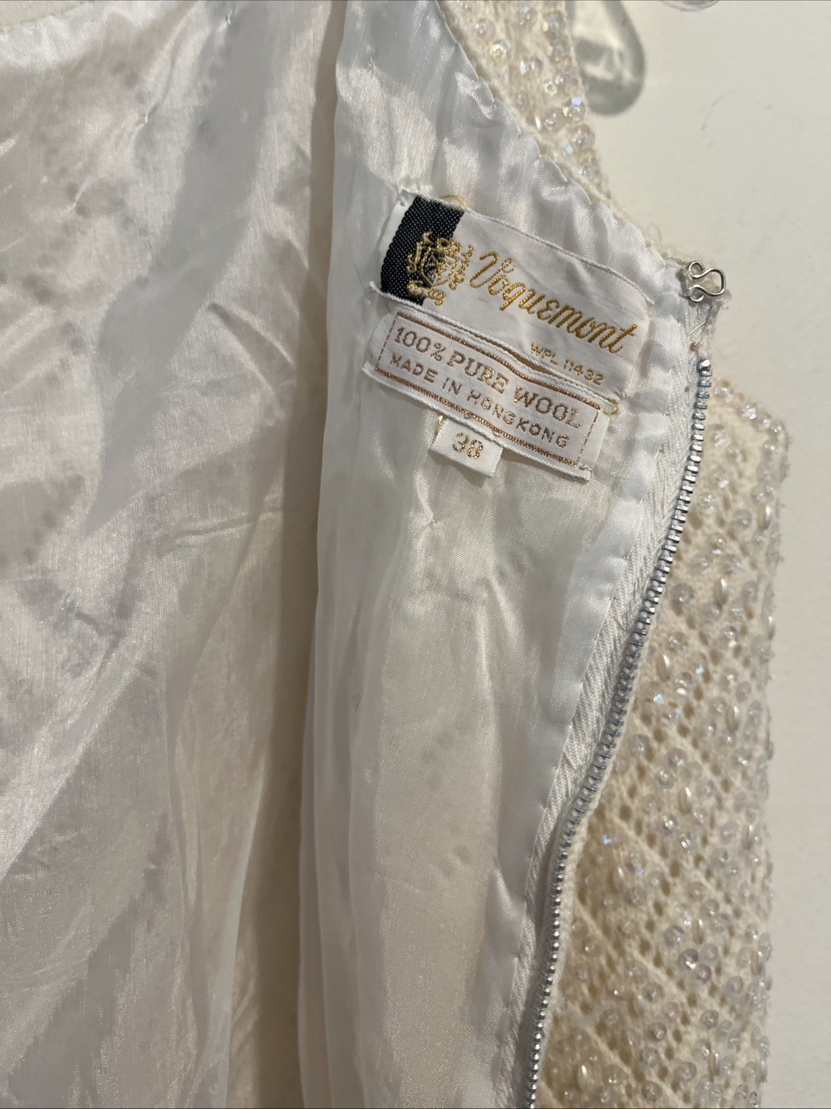 Vintage Voquemont 38 100% Pure Wool Handmade Sequin Top