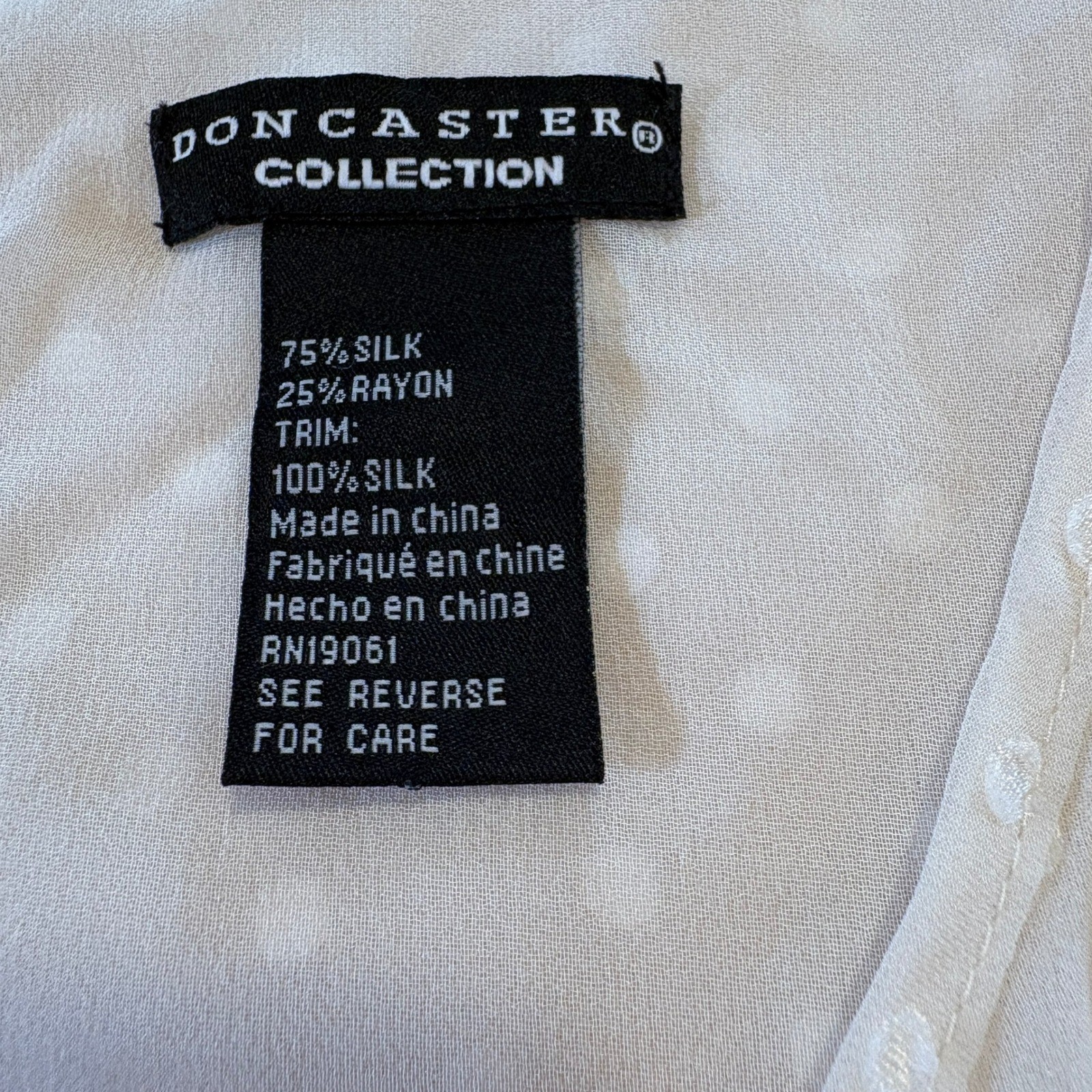 Don Caster Womens Sleeveless Cream Polka Dot Silk Blouse Size M