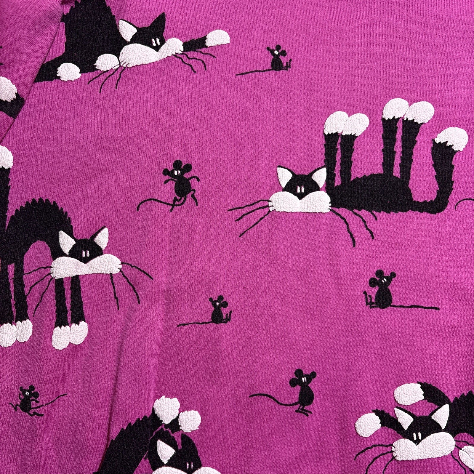 VTG 80s Kitty Cat Mouse Hot Pink Oversized Sweater AOP Lifestyles