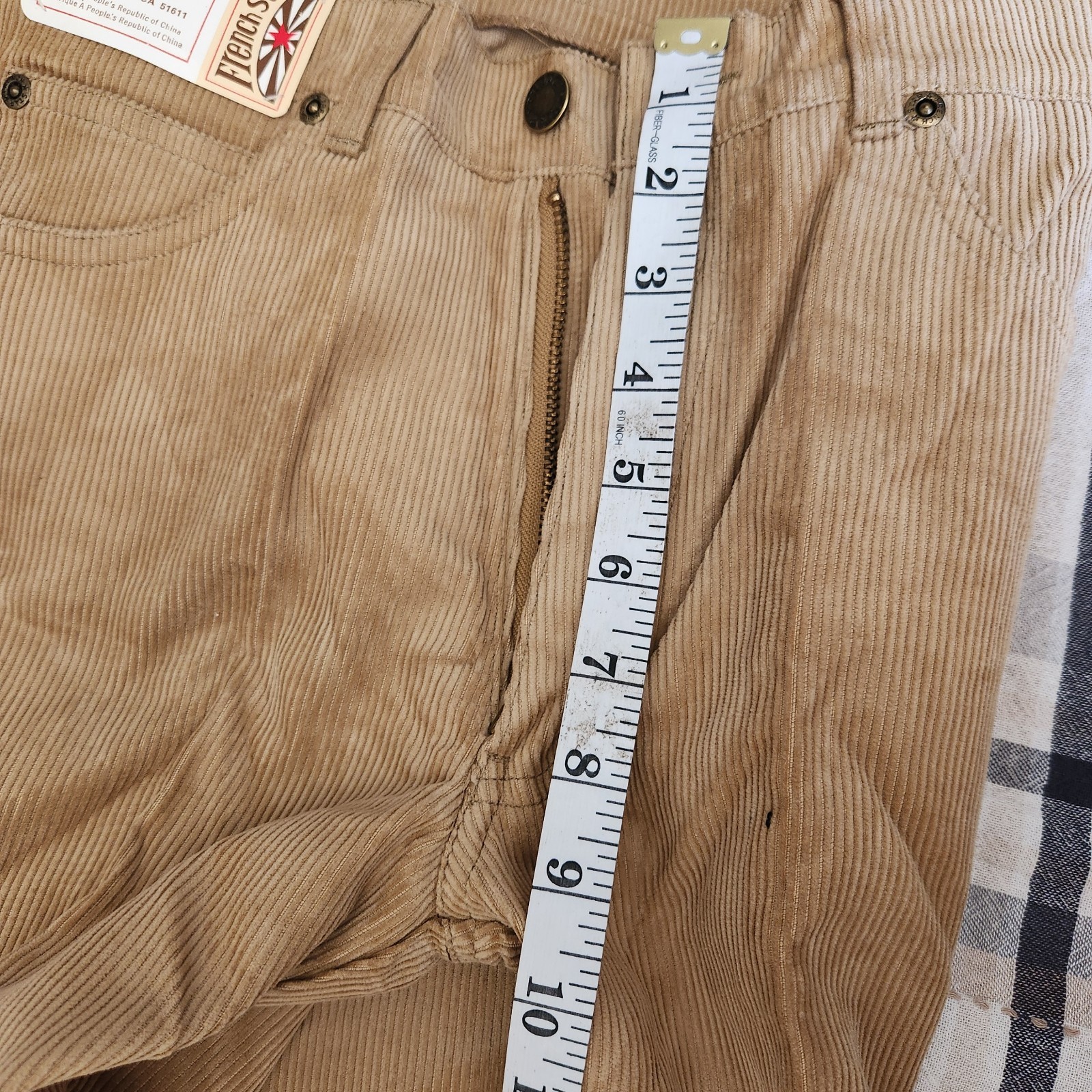 Vintage 80s French Star TAN Corduroy Jeans Waist 28 RN 51611 CA 51611