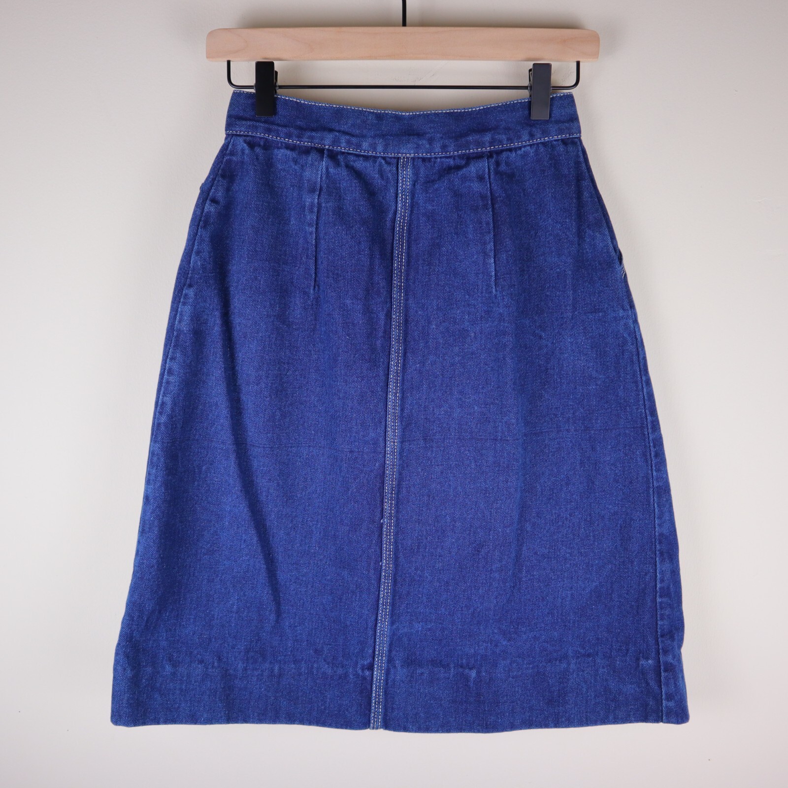 Vintage So-En Denim Wrap Midi Skirt Size Medium Waist 12″ Length 24″