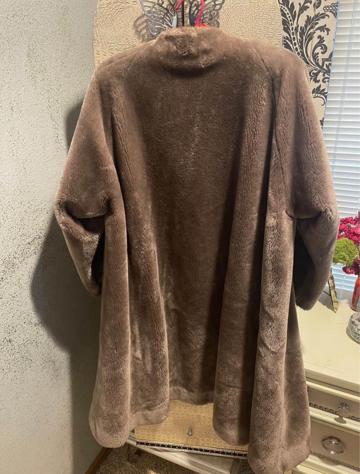 Borgana Coat A Borg Fabric Faux Fur Long Brown Coat Vintage