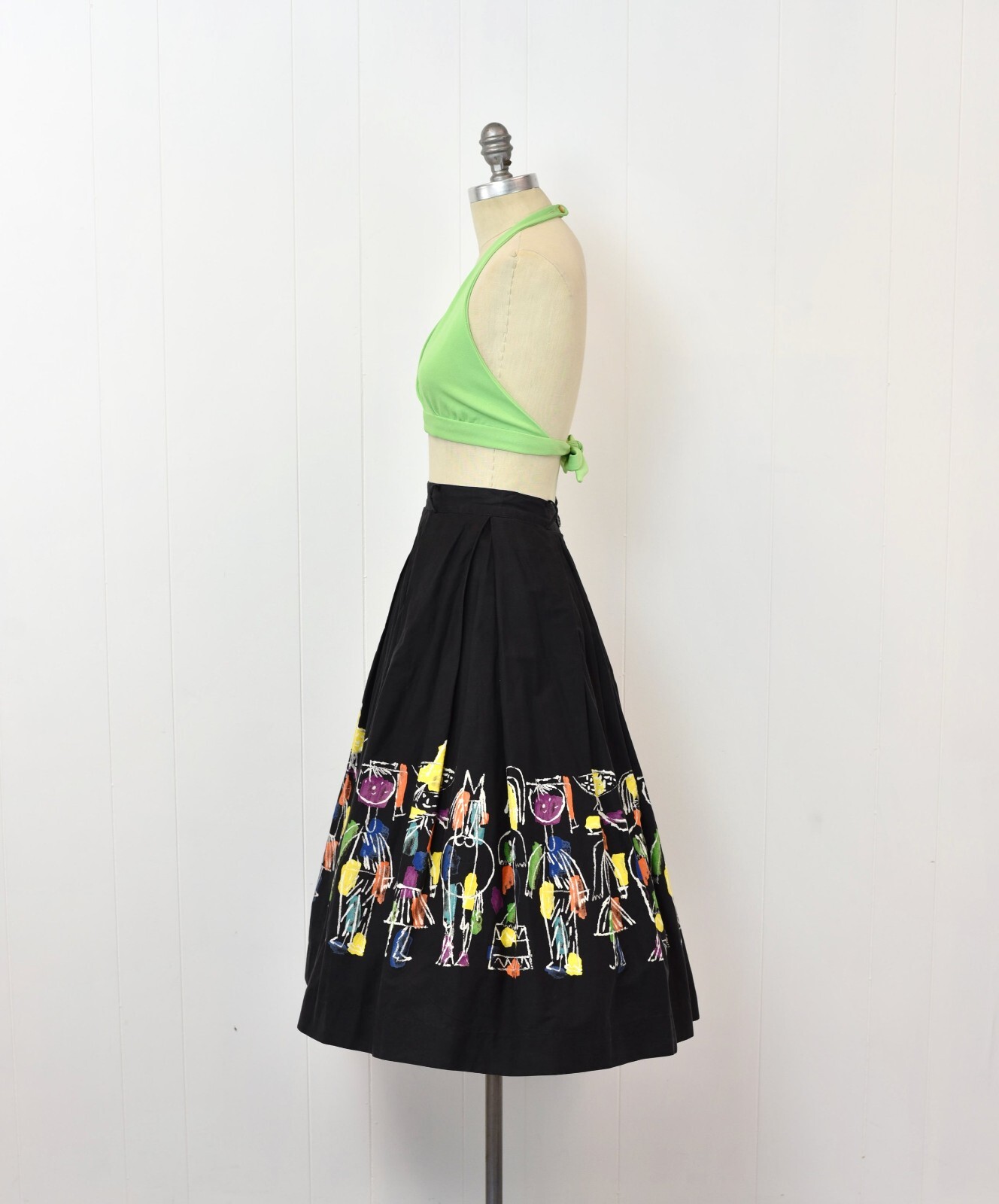 Vintage 1950s 1953 AAA Novelty Print Circus Days Hans Moller Cotton Pinup Skirt