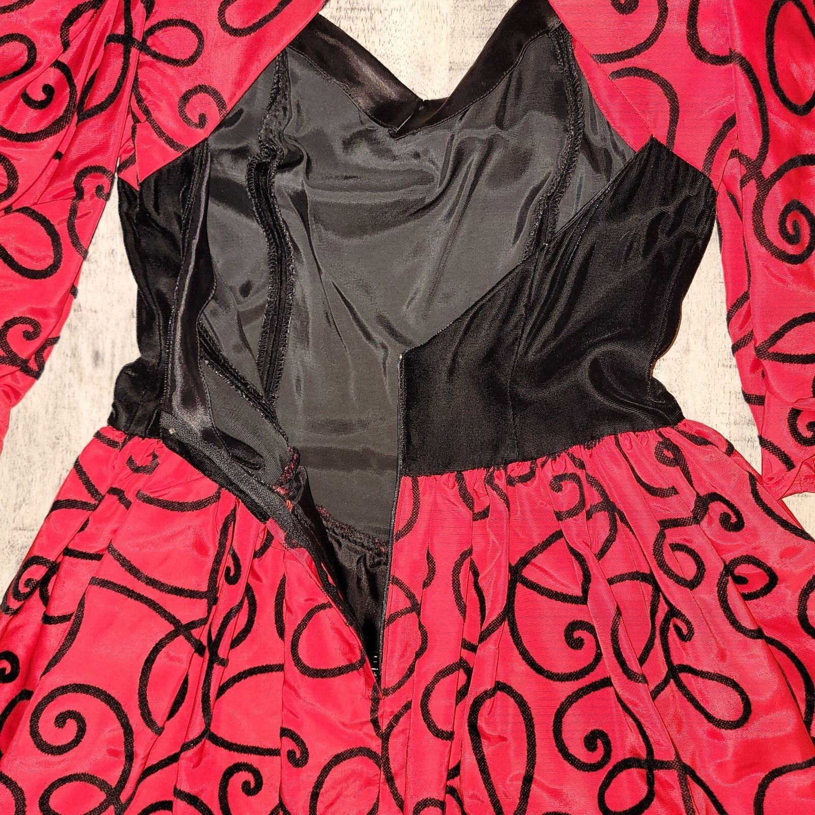Vintage Gunne Sax Vintage Velour Embossed Cocktail Formal Dress with Sleeves