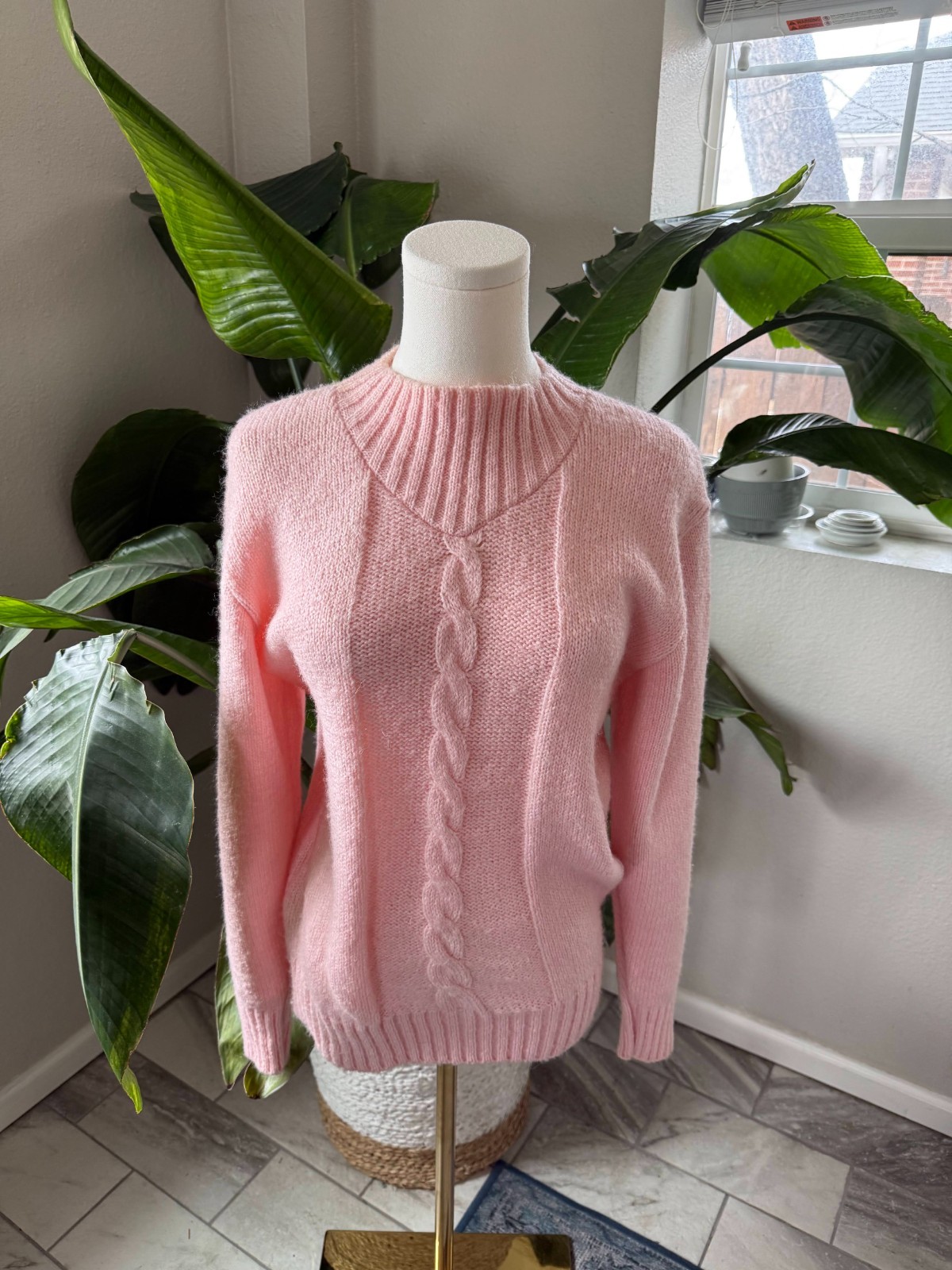 Vintage 1970s–80s Yarnworks Pink High Neck Sweater – Size S