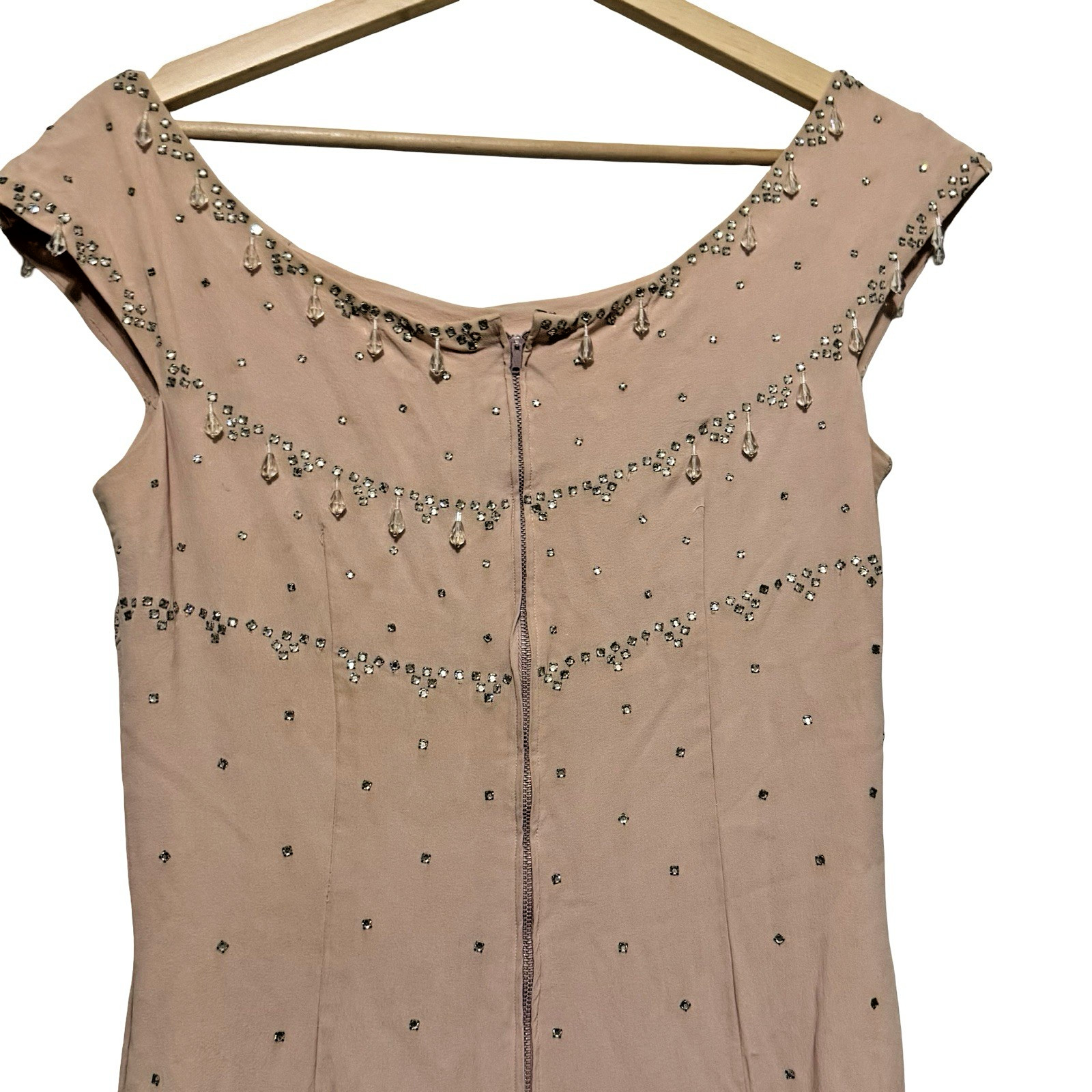 Vintage 50s 60s Beaded shift cocktail Dress pink size Small 5:30 Fashions XS