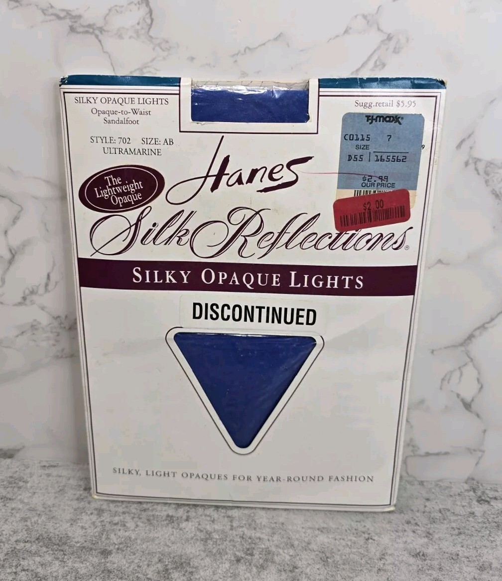 Vintage Hanes AB Silk Reflections Opaque Ultramarine Tights Pantyhose Hosiery