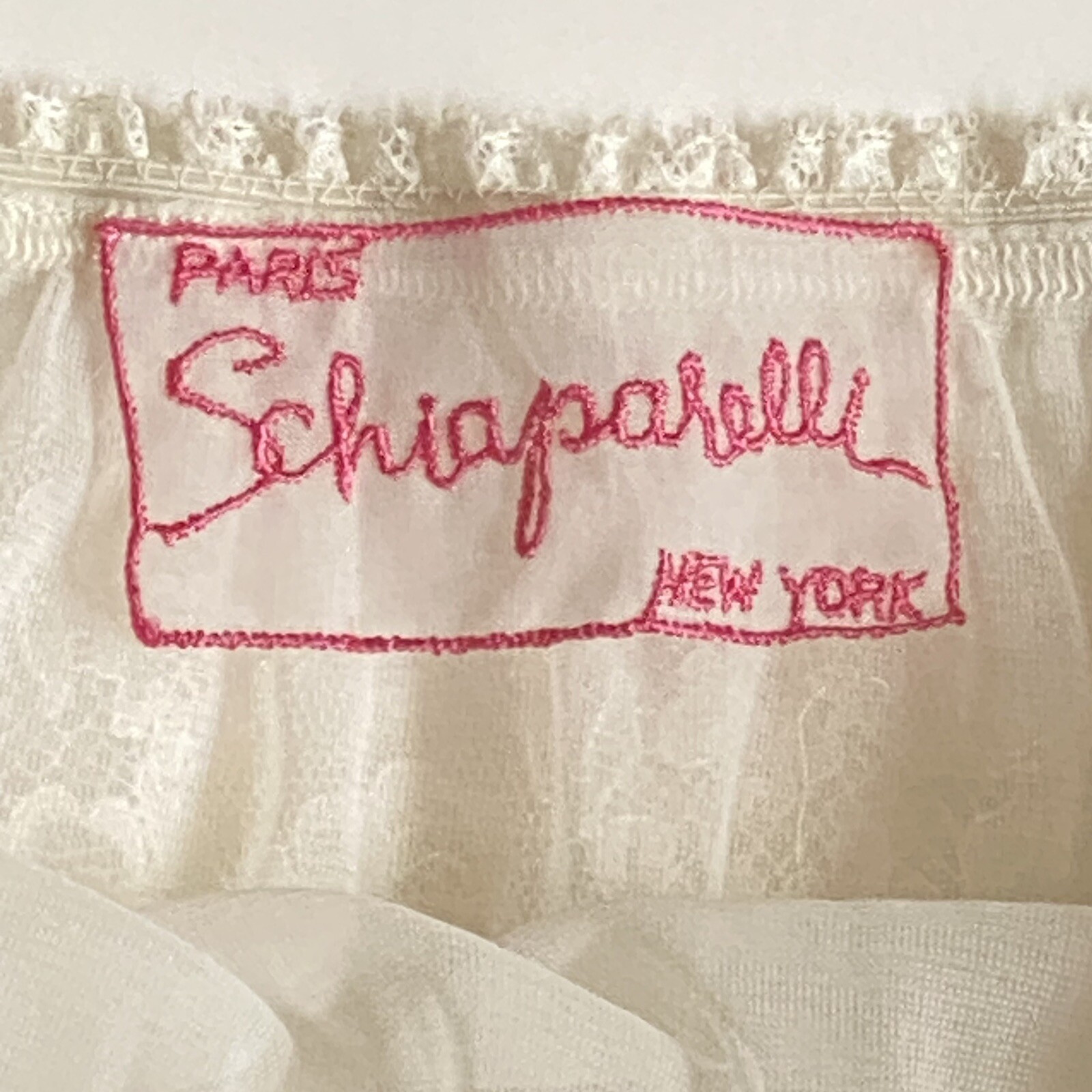 VTG 40’s/50’s Schiaparelli Paris New York White Lace Sheer Slip Skirt BEAUTIFUL