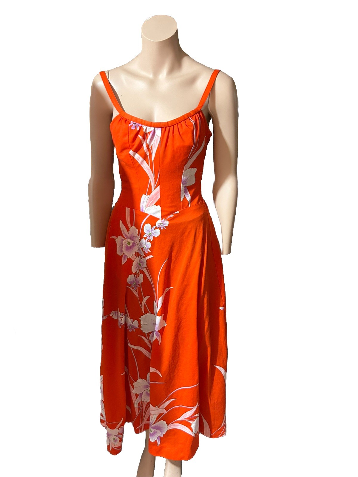 Vintage 60s 70s Hawaiian Honeymoon Set Orange Purple Floral Matching His Hers