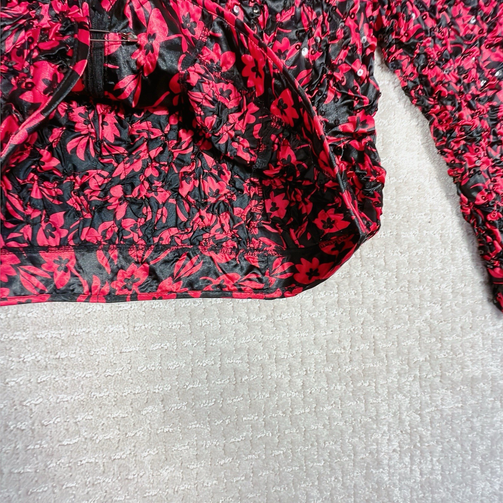 Vintage Draper’s & Damon’s Petites Jacket Women’s PL Black Red Sequined Ruched