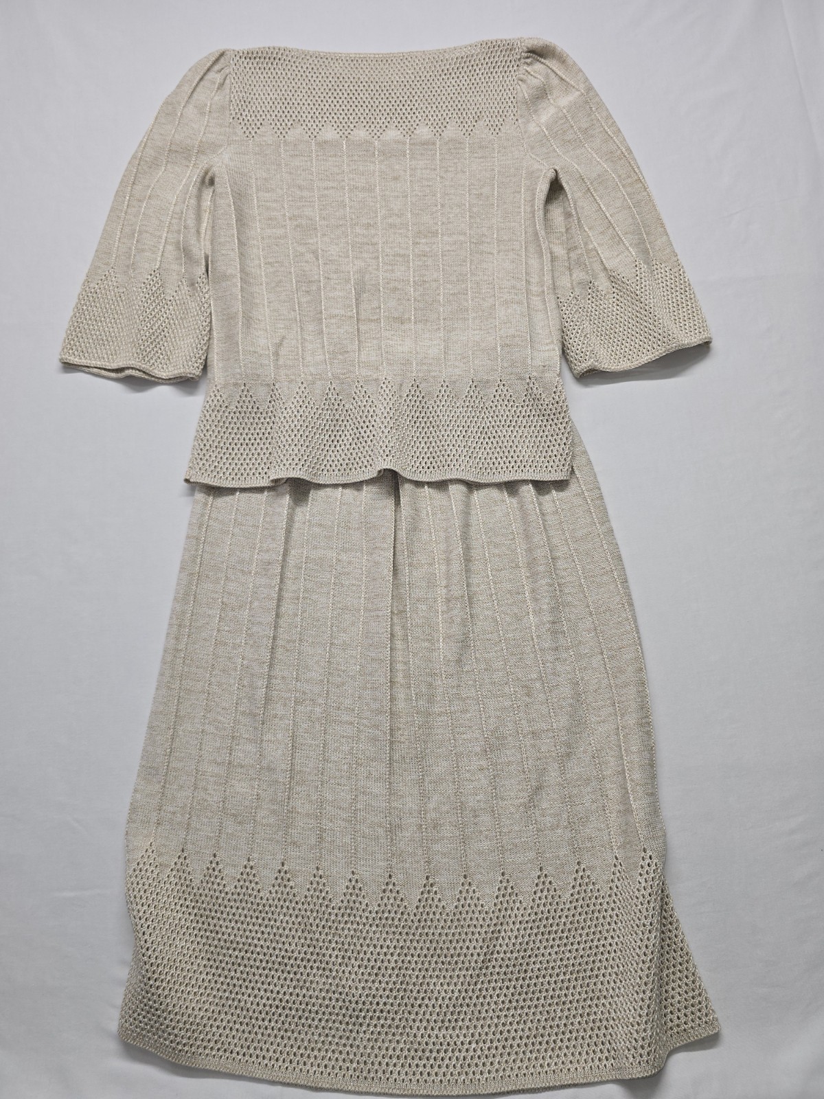 Vintage Vivanti 70s 80s Size 12 Knit Sweater & Skirt Crochet Cottagecore 2pc Set