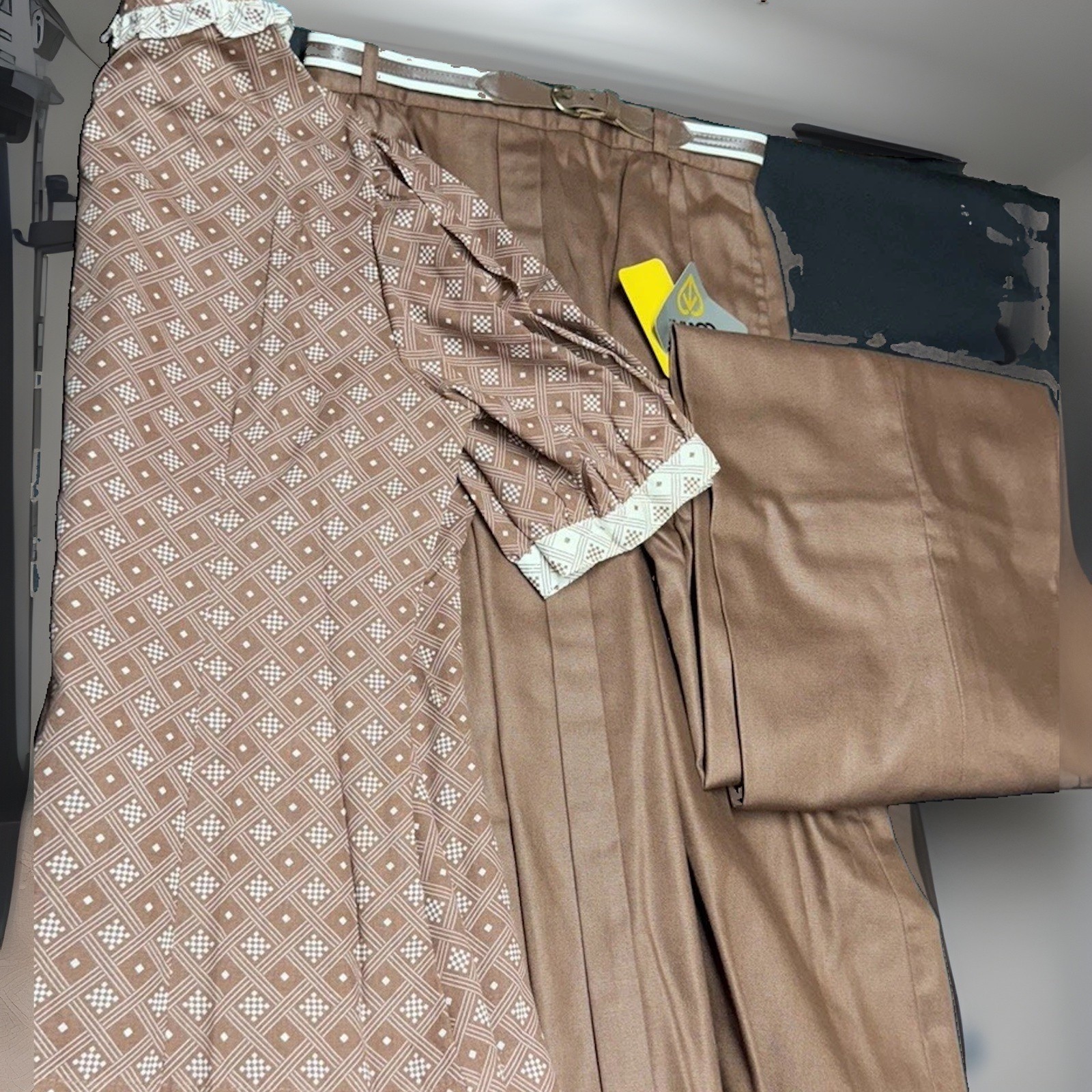 Vtg 70s College Town 3 Pc Set Shirt Pants Skirt NWT Disco Geometric 9/10 NOS