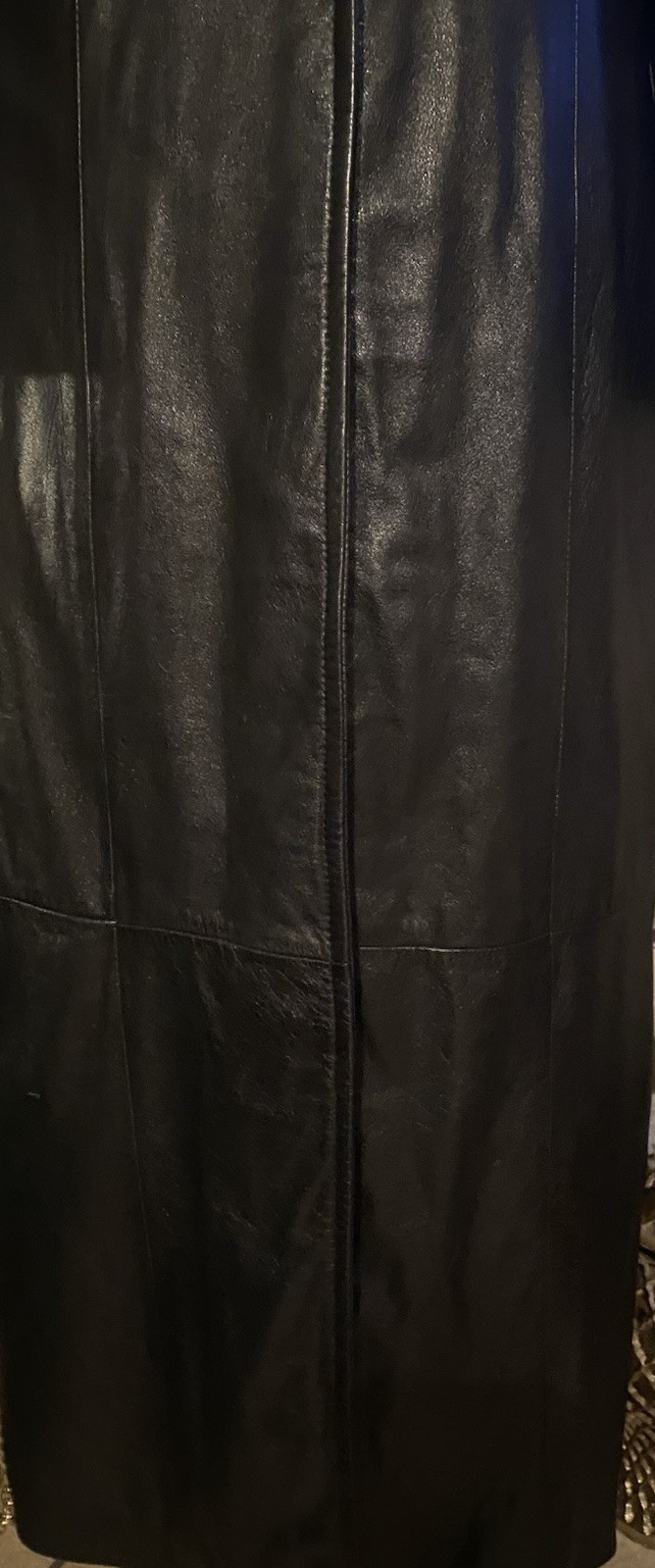 Vtg Wilson’s Leather Maxima Women’s L Black Matrix Long Leather Coat 59” Long 👀