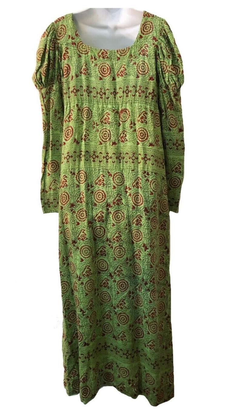 Vintage 1970s India Imports of Rhode Island Maxi Dress Empire Waist Maxi dress L