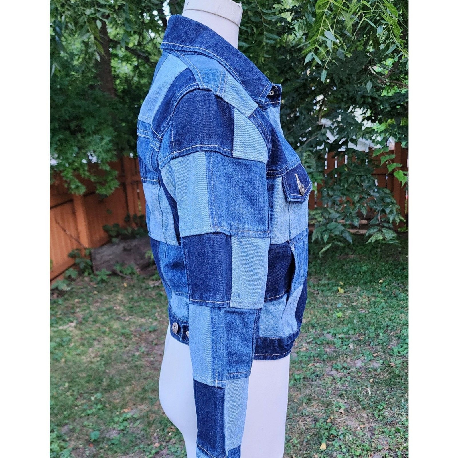 Vintage Patchwork Denim Jacket 1990s does 1970s Rav 4 Real Cotton Jean Jacket