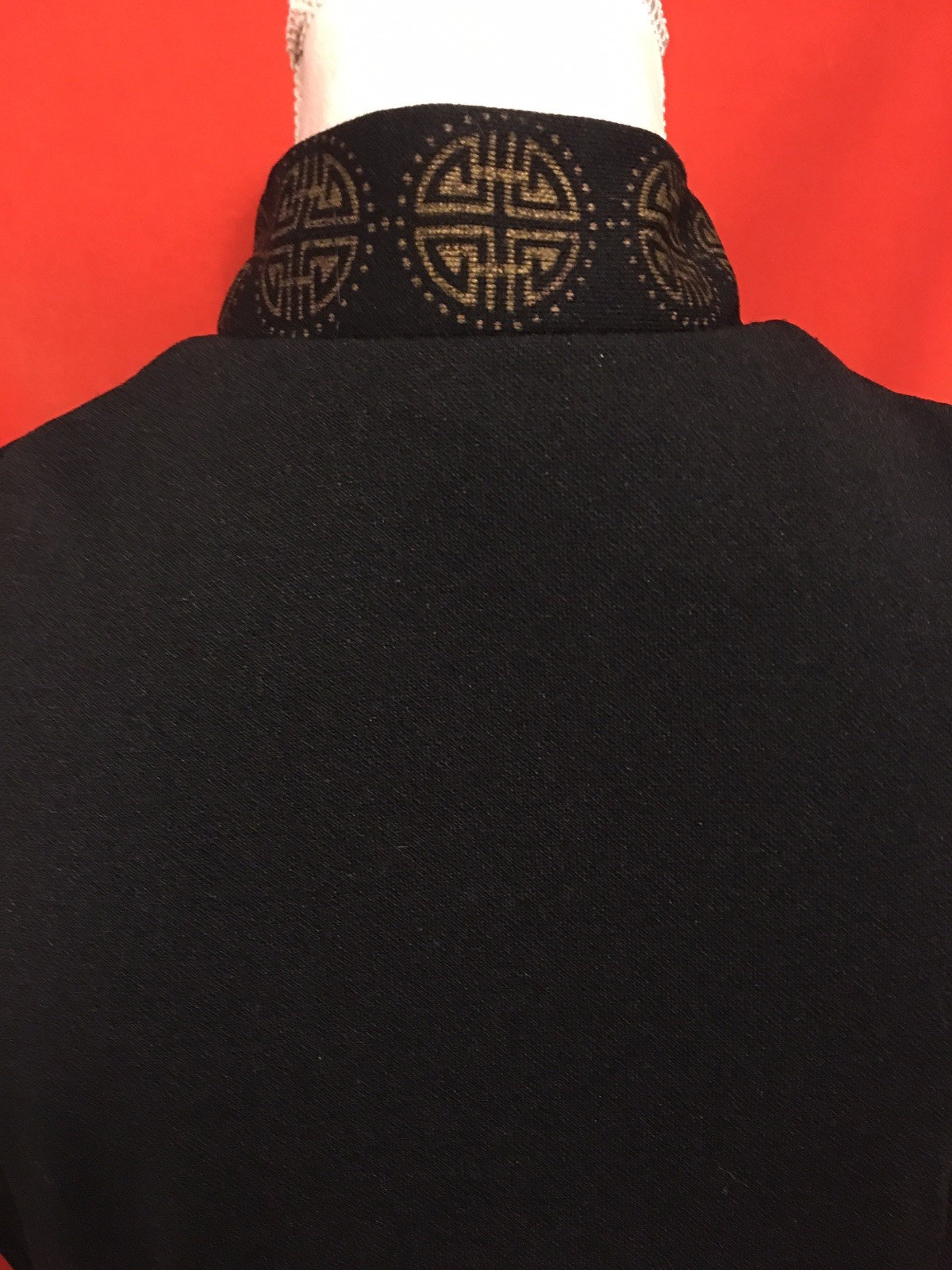 Alfred Shaheen 70s black maxi dress cheongsam style mandarin collar high cut m