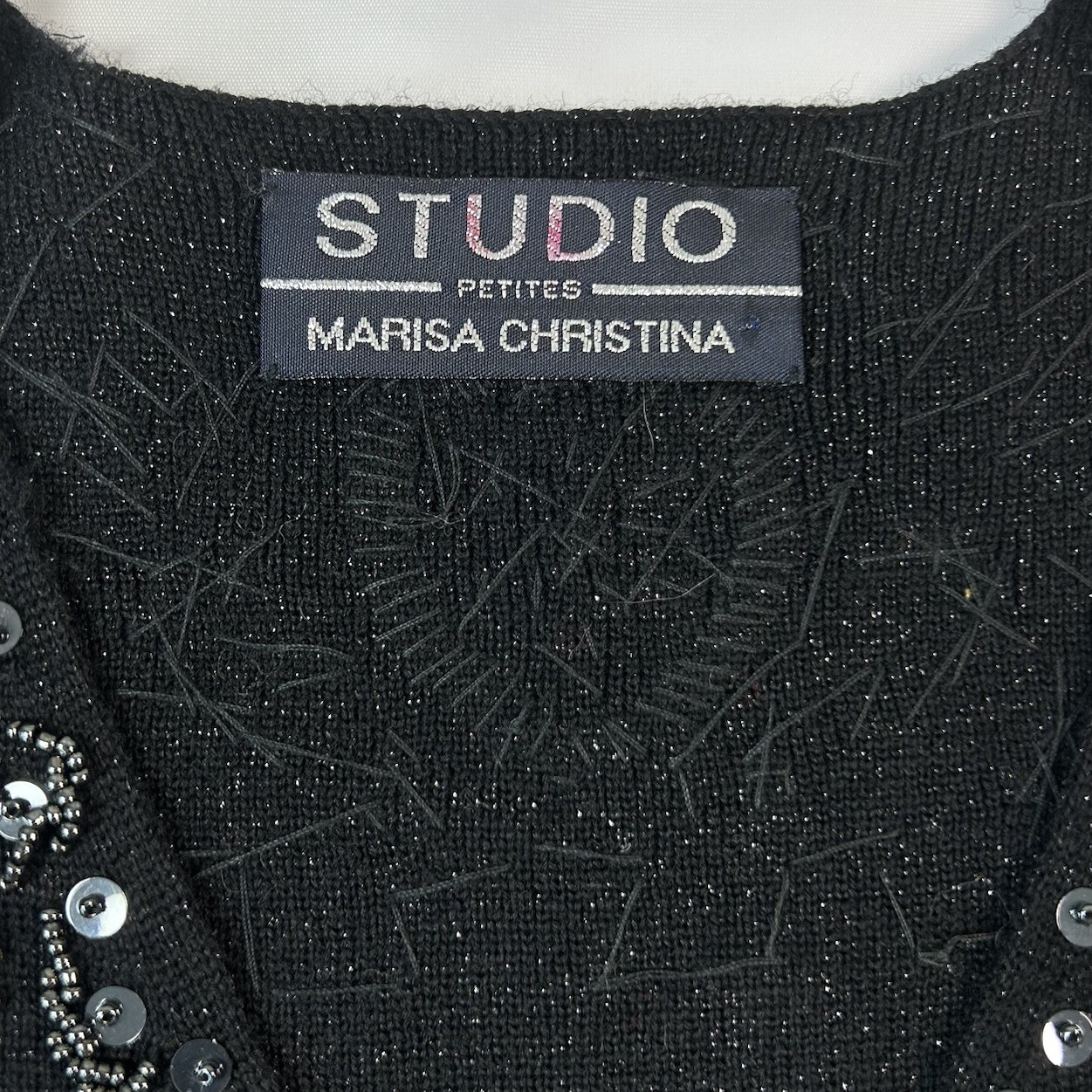 Art To Wear Vintage Knit Beaded Sequin Embellished Black Vest Women’s Size PS