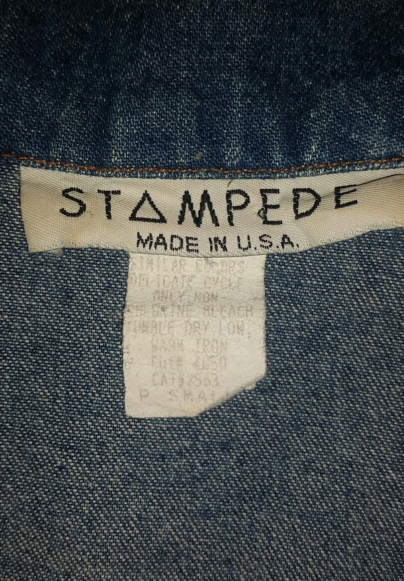 VINTAGE Stampede ~ Made in USA Denim Jacket Embellished w/Silver Scroll Accents