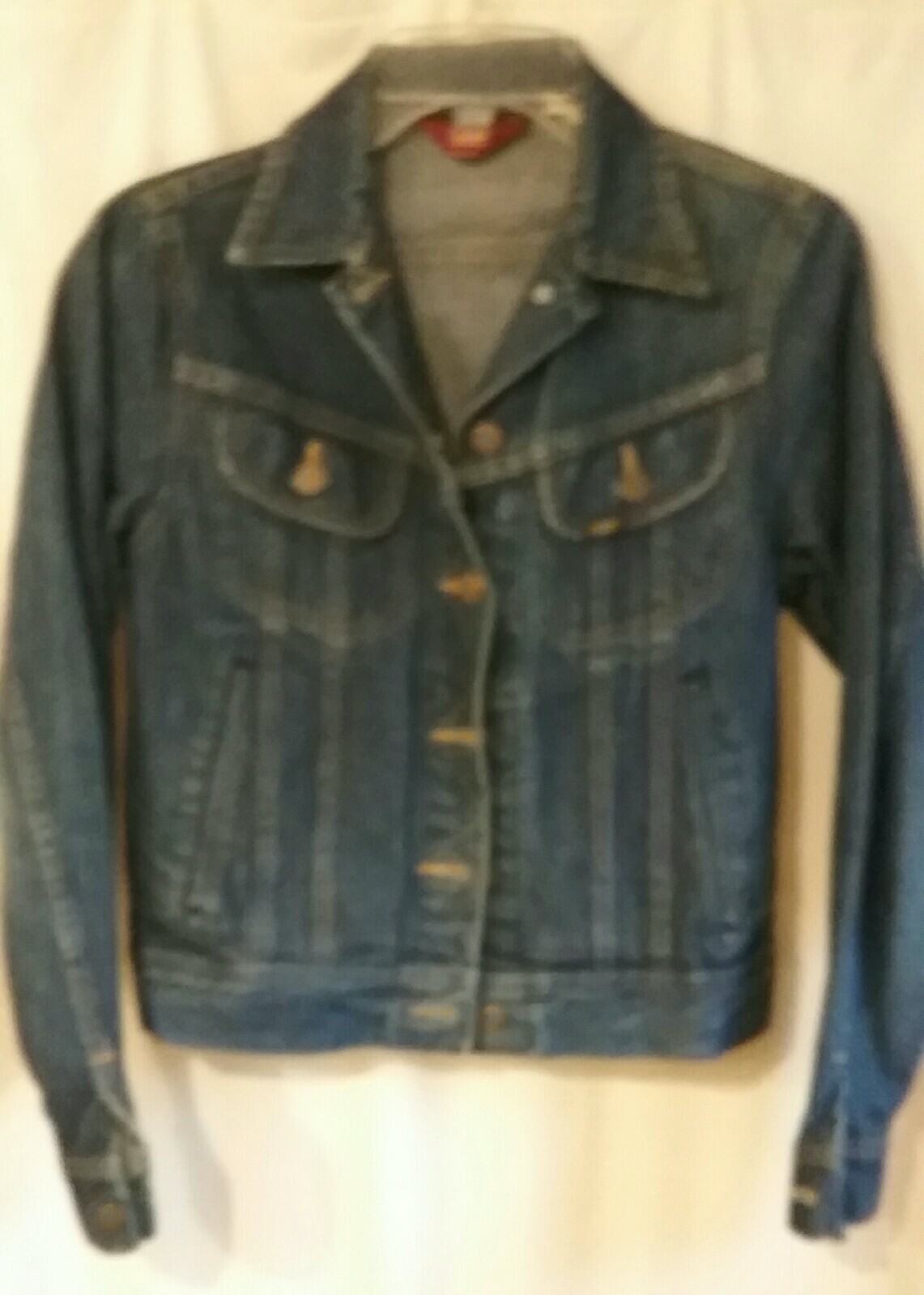 Vtg Small S 7 Ms Lee Usa Trucker Rocker Grunge Punk Biker Denim Jean Jacket Usa