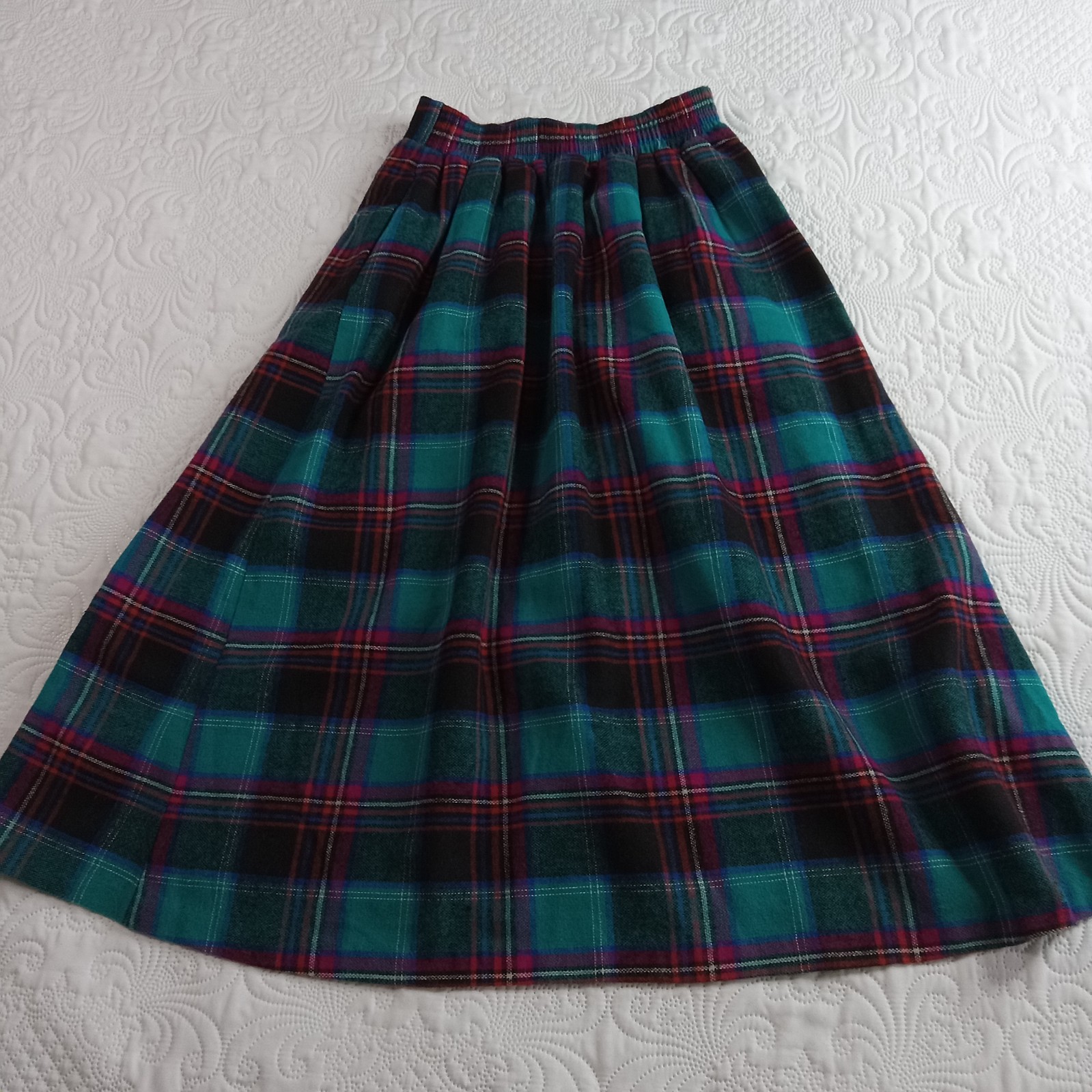 Bedford Fair Wool Blend Plaid Skirt Womens 10 Pleated Classic Academia Vtg 80s