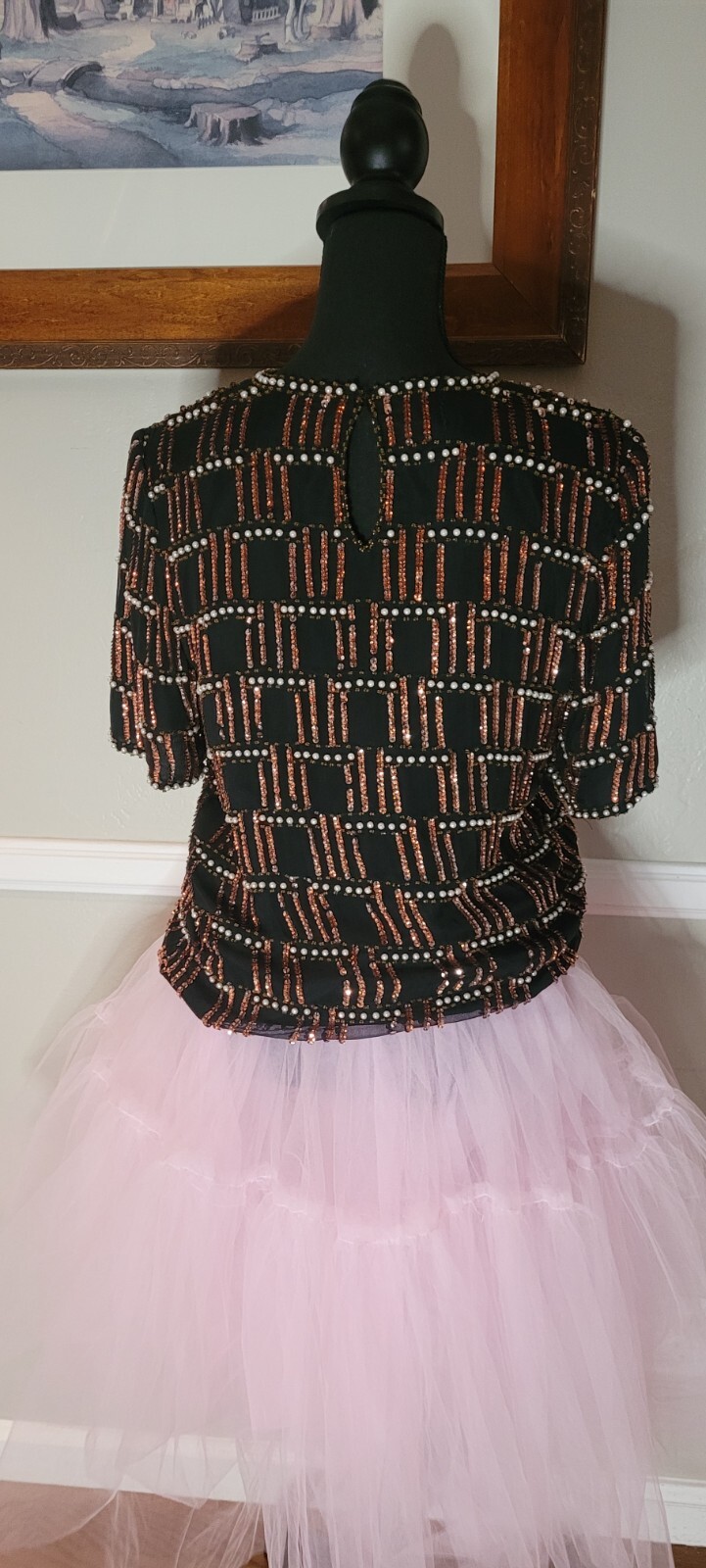 Vintage Gold Beaded Dress Blouse Size Small By Stenay