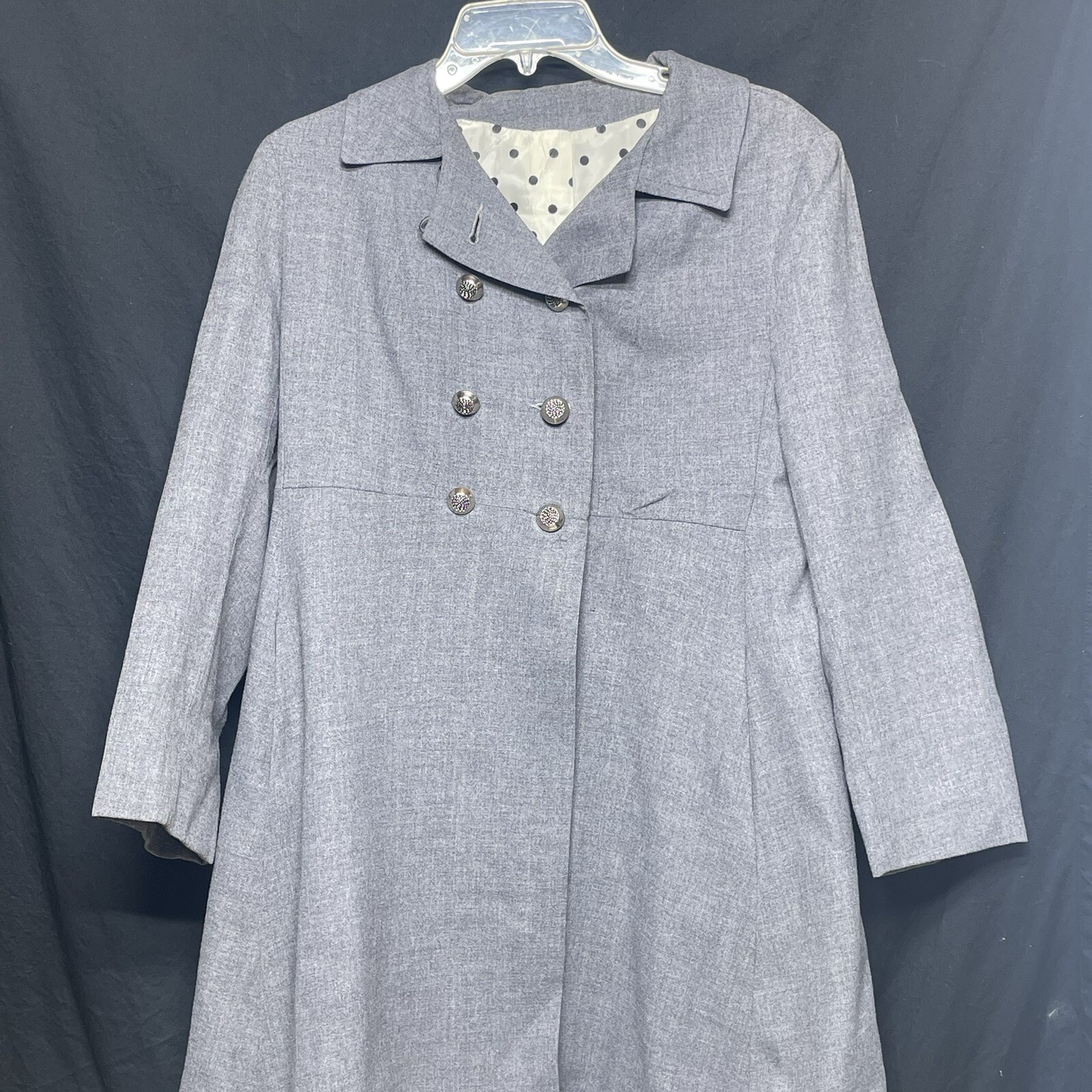 Vtg Jacobson’s Double Breasted Coat Dress Size 10 Polka dot Lined Made in USA
