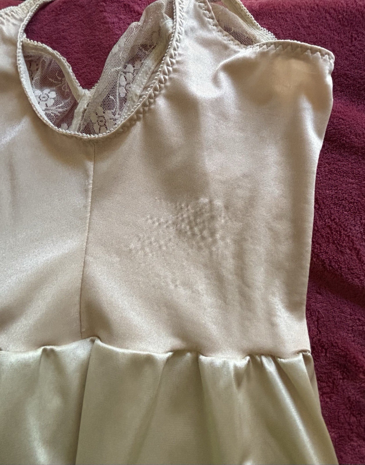 Vintage Another Youthful Creation Lace Hem Full Slip Stretch Bodice 1/2 Lace Bra