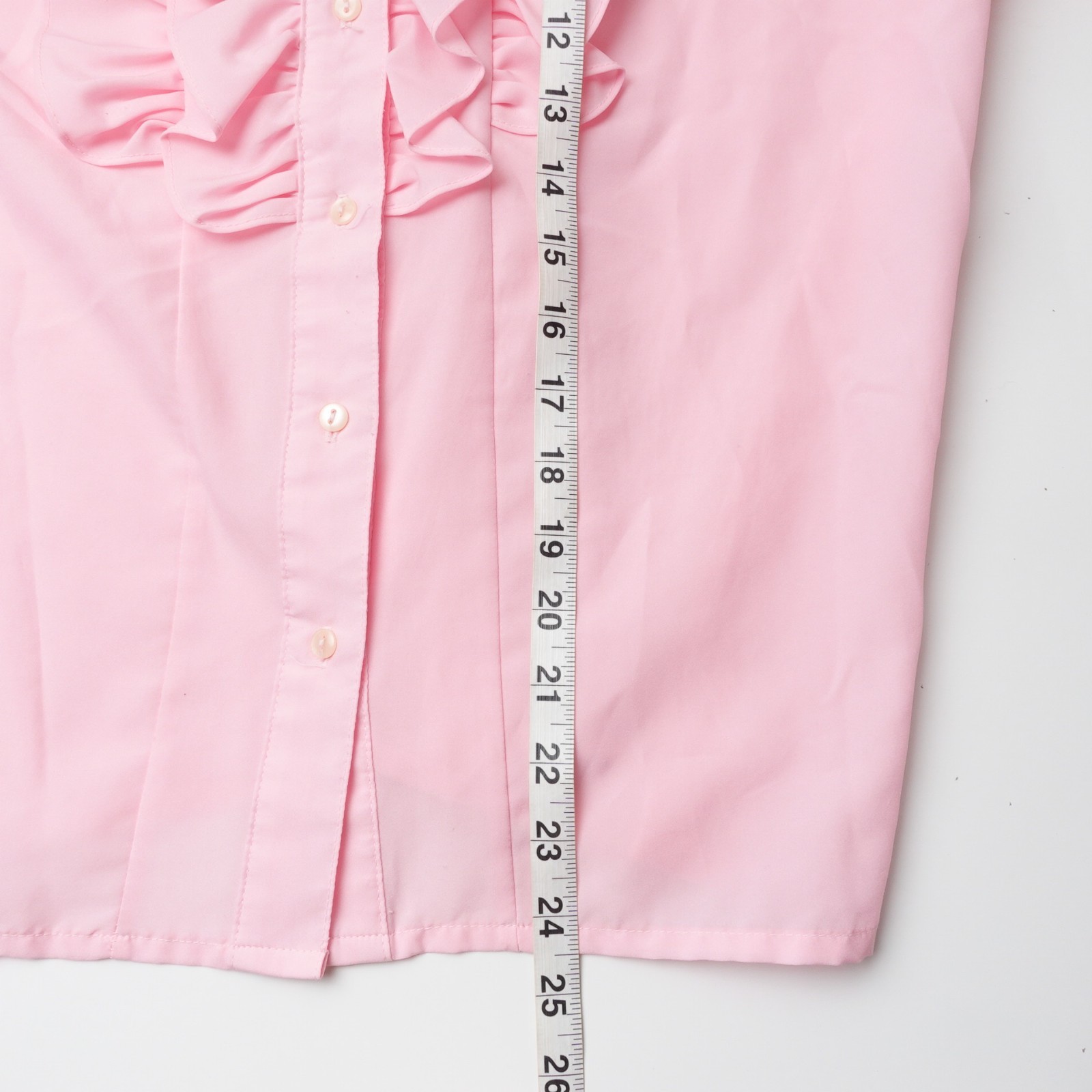 Vintage Donn Kenny Womens Large Ruffle Long Sleeve Button Modest Granny Pink