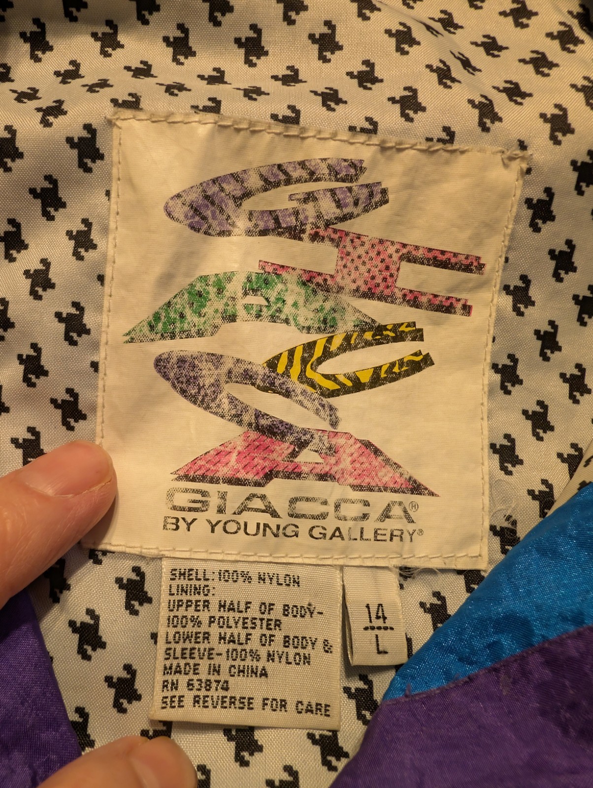 Giacca By Young Gallery Vintage 90s Nylon Colorblock Windbreaker Jacket Large 14
