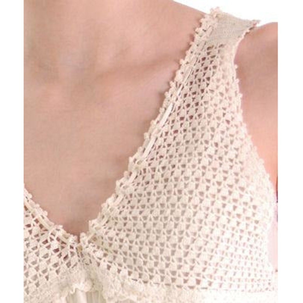 VTG Edwardian White Cotton Nightgown Crochet Yoke Prairie Romantic 1900s M